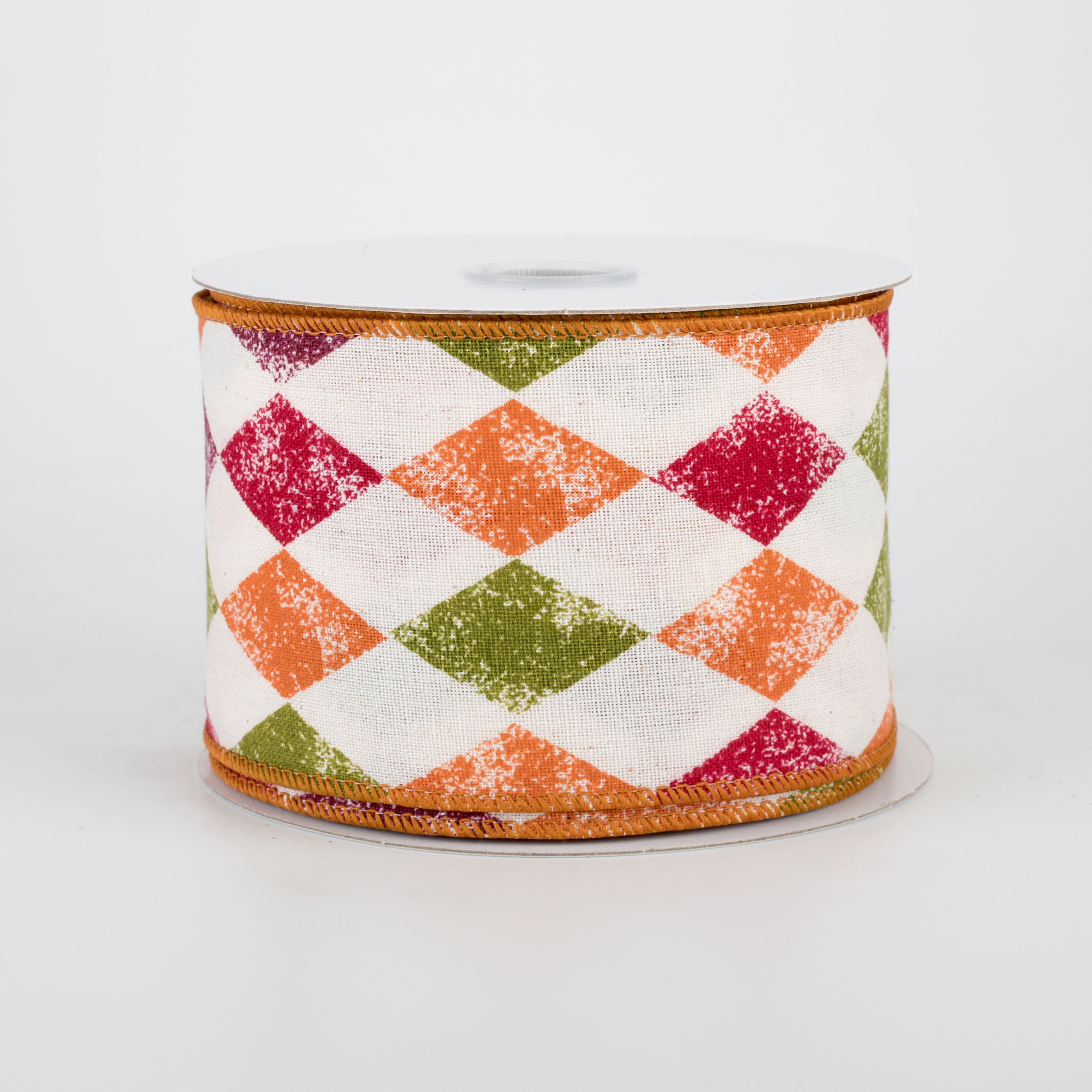 2.5" Fall Harlequin Ribbon: Ivory (10 Yards)
