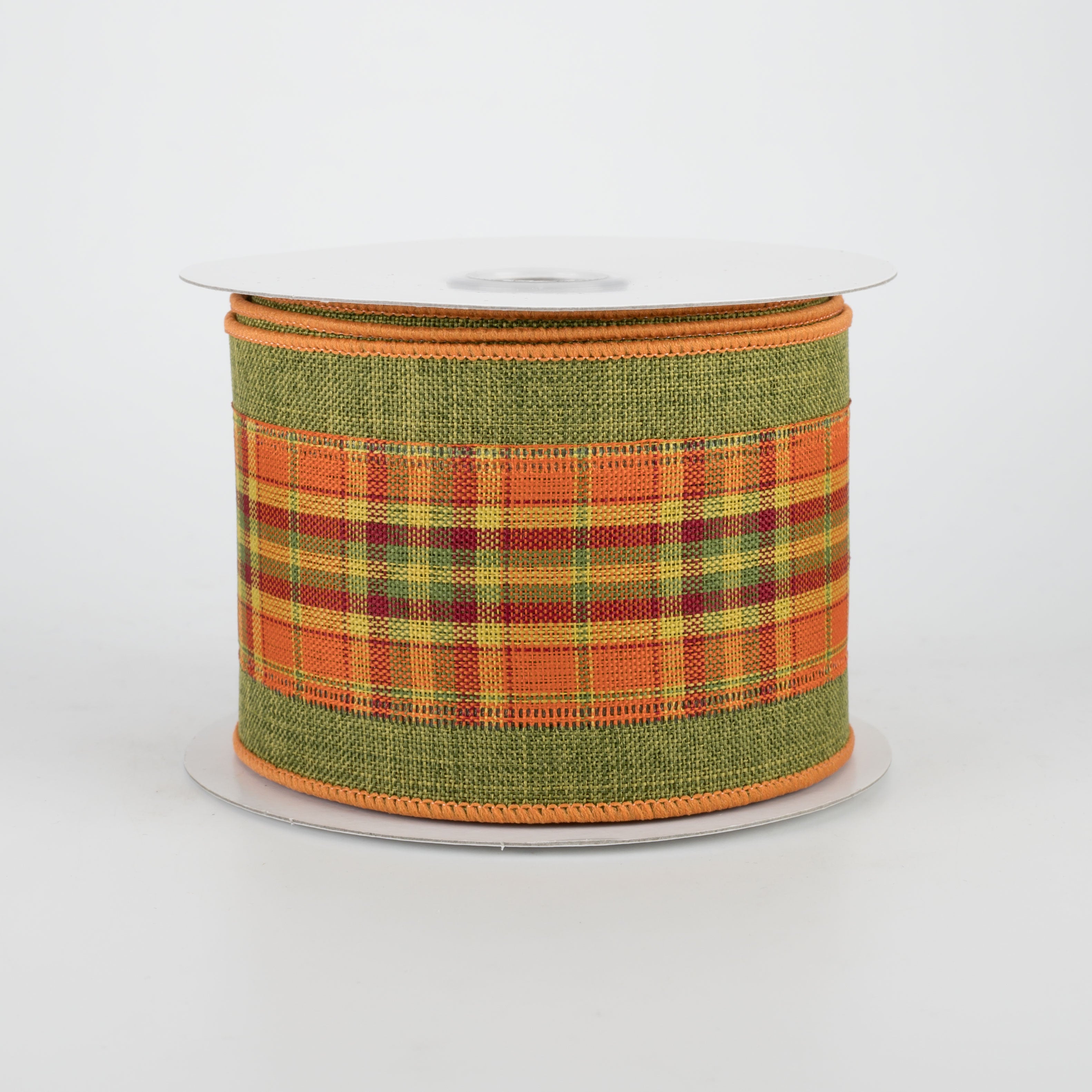 2.5" Fall Plaid Center Ribbon: Moss (10 yards)