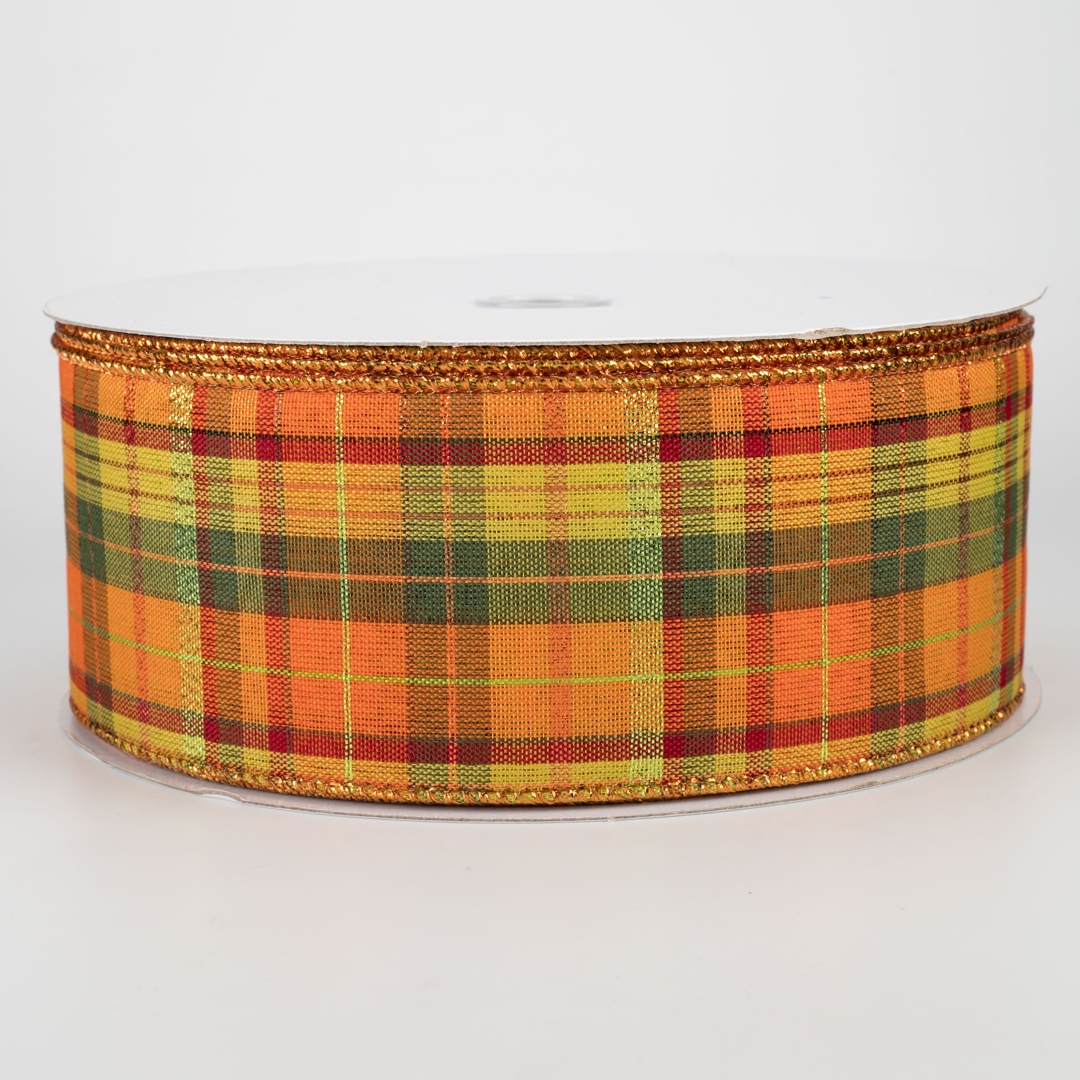 2.5" Fall Plaid Metallic Ribbon (50 yards)