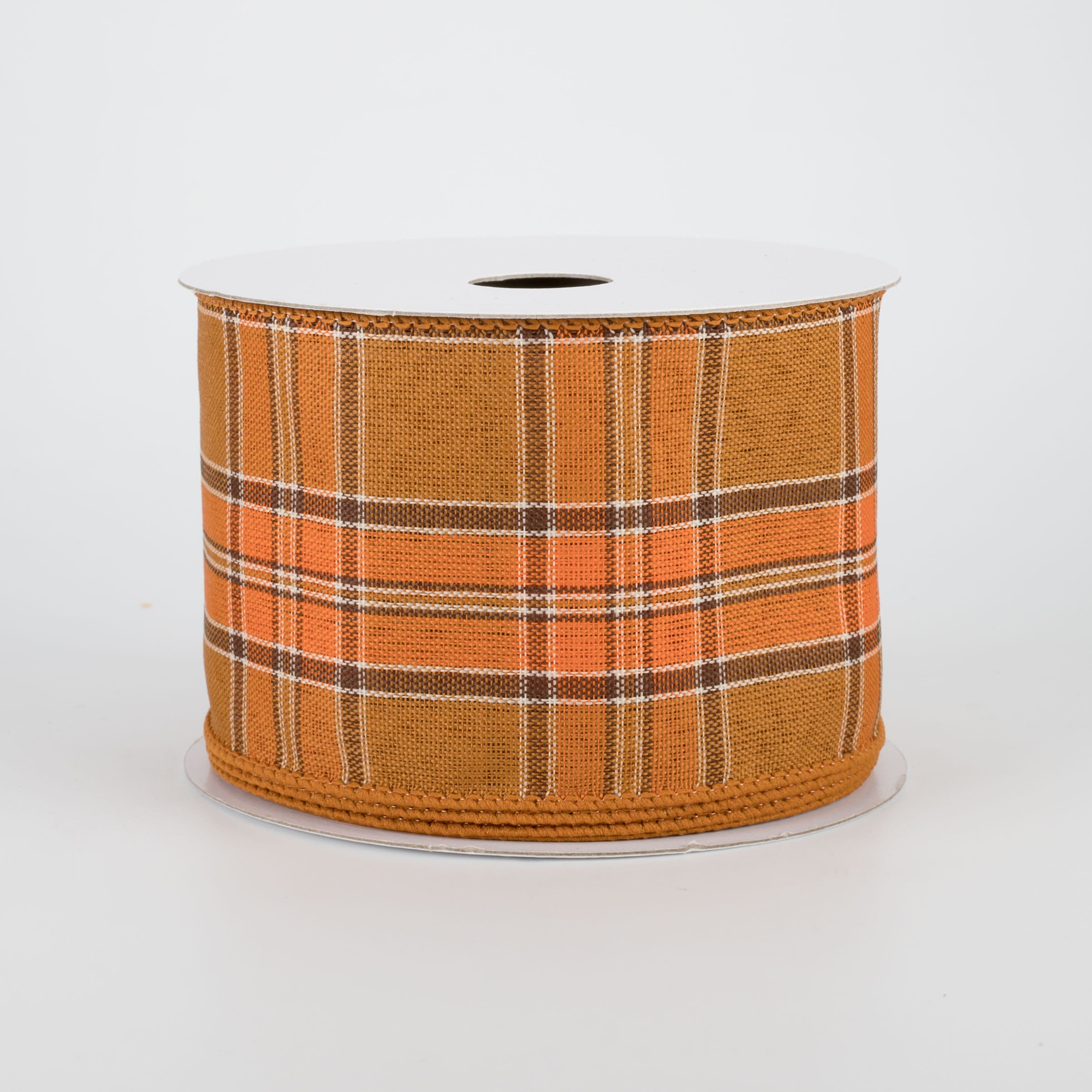 2.5" Fall Plaid Ribbon: Rust & Brown (10 Yards)