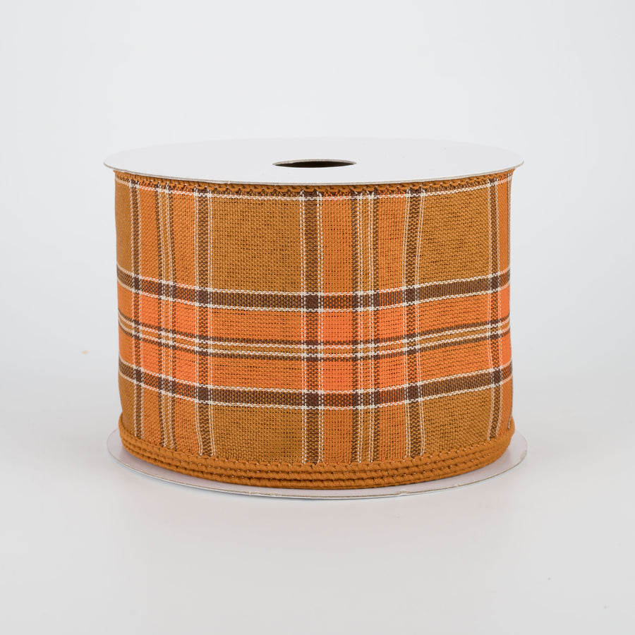 2.5" Fall Plaid Ribbon: Rust & Brown (10 Yards)