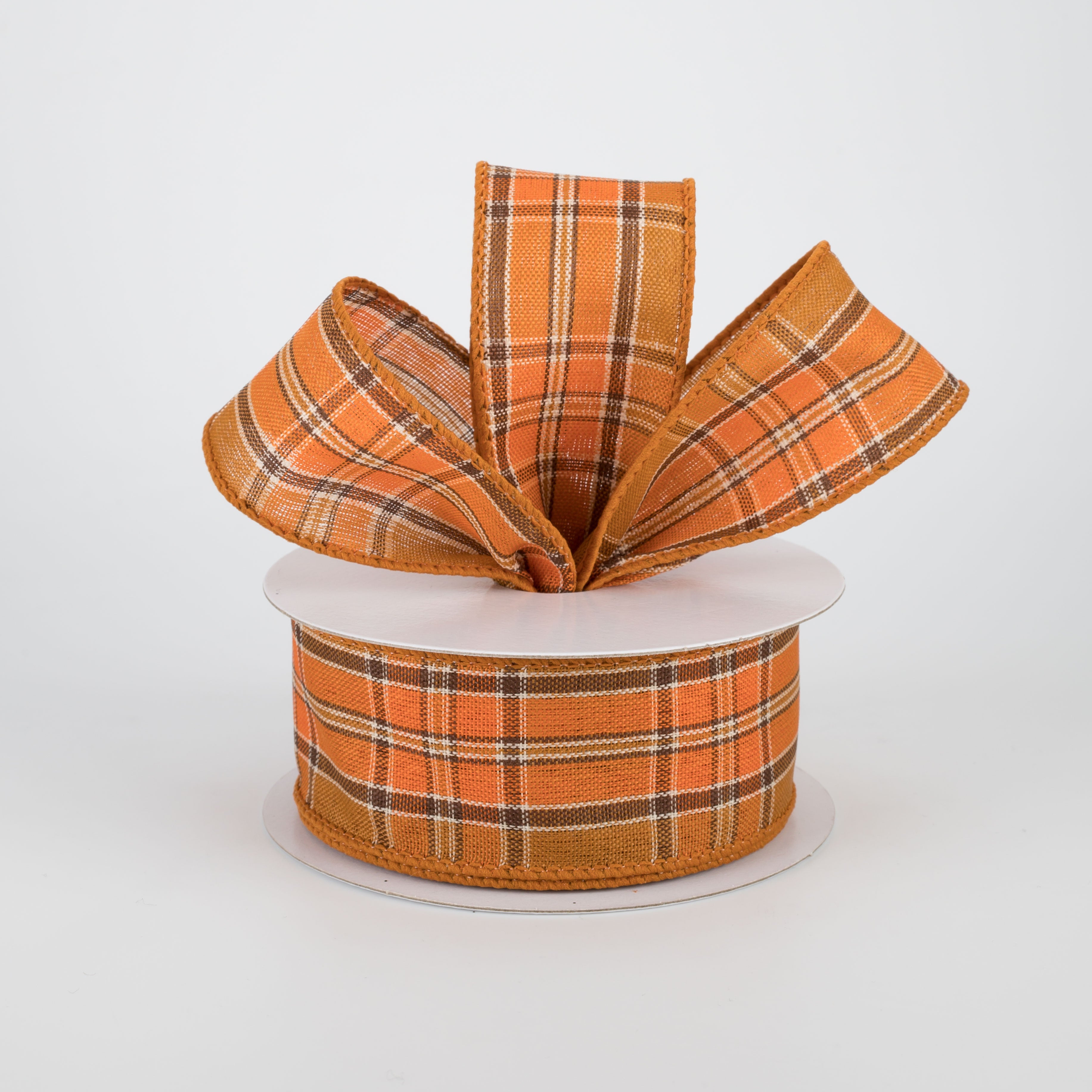 1.5" Fall Plaid Ribbon: Rust & Brown (10 Yards) Lifestyle Photo