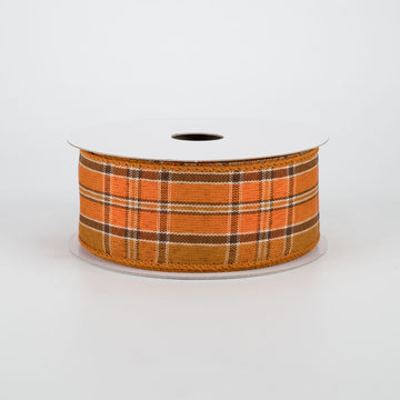 1.5" Fall Plaid Ribbon: Rust & Brown (10 Yards)
