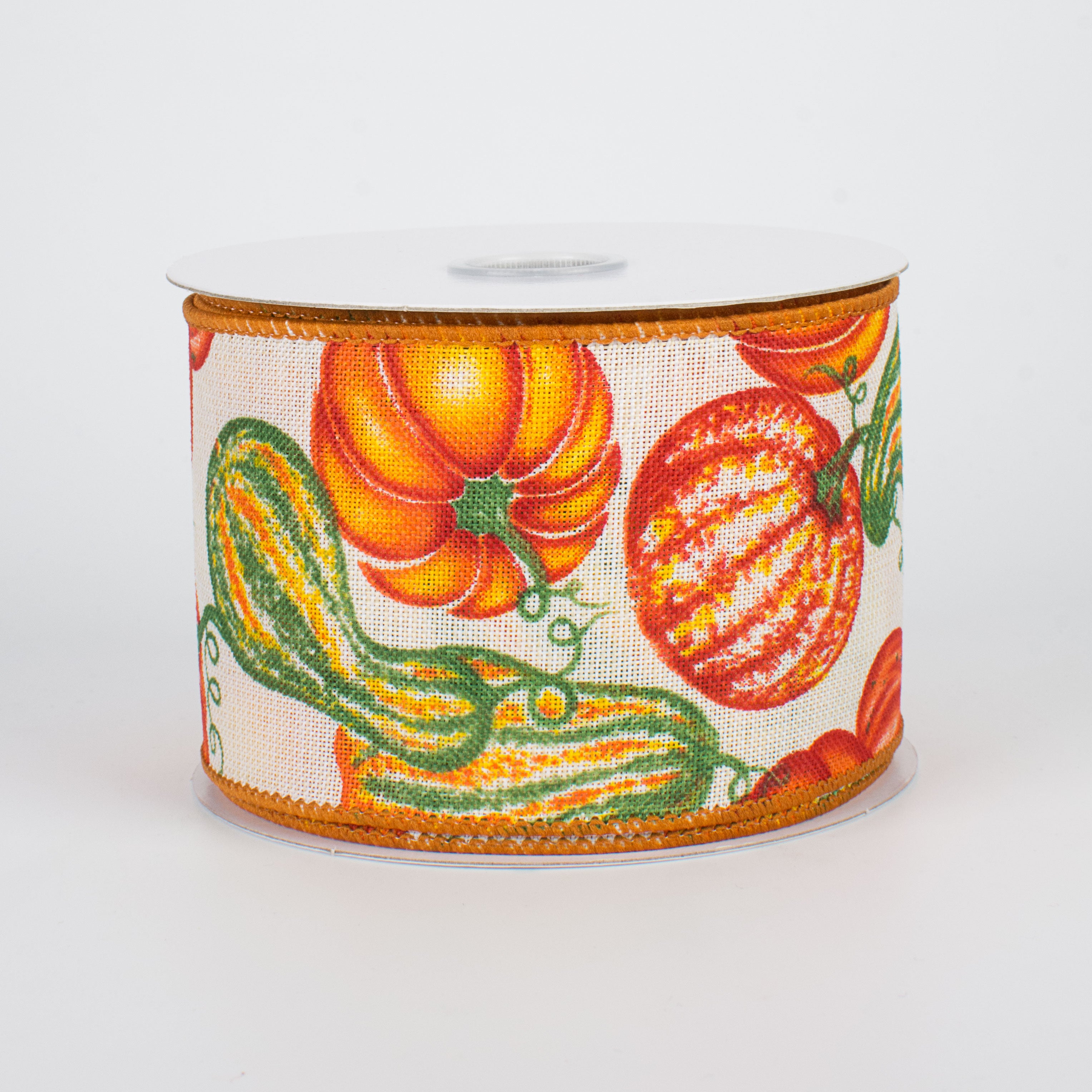 2.5" Fall Pumpkins & Gourds Ribbon: Cream (10 Yards)