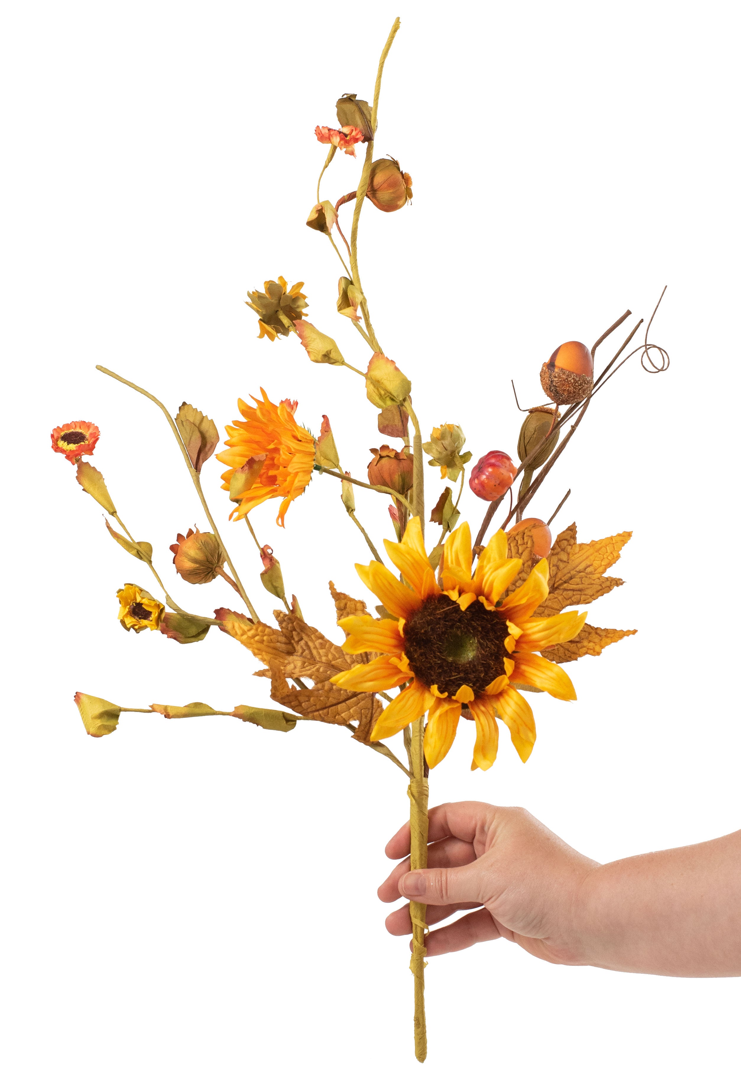22" Fall Sunflower Acorn Spray Lifestyle Photo