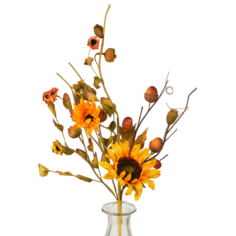22" Fall Sunflower Acorn Spray Item Number: 56437ORYW