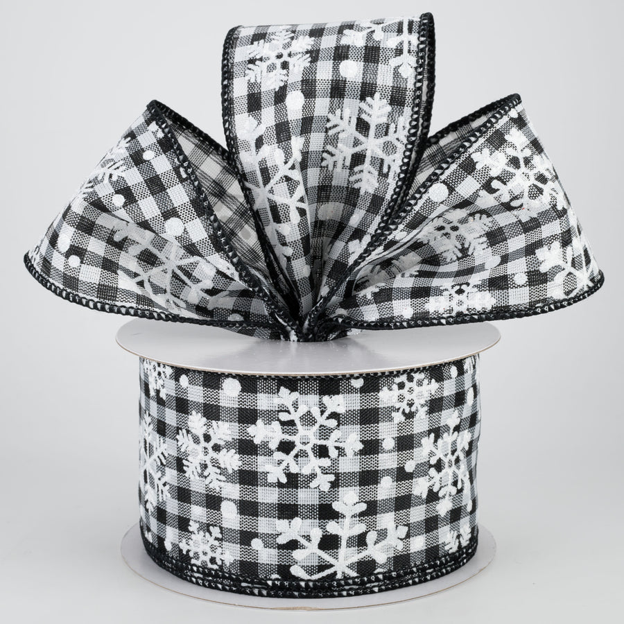 2.5" Falling Snow Check Ribbon: Black & White (10 Yards) Lifestyle Photo