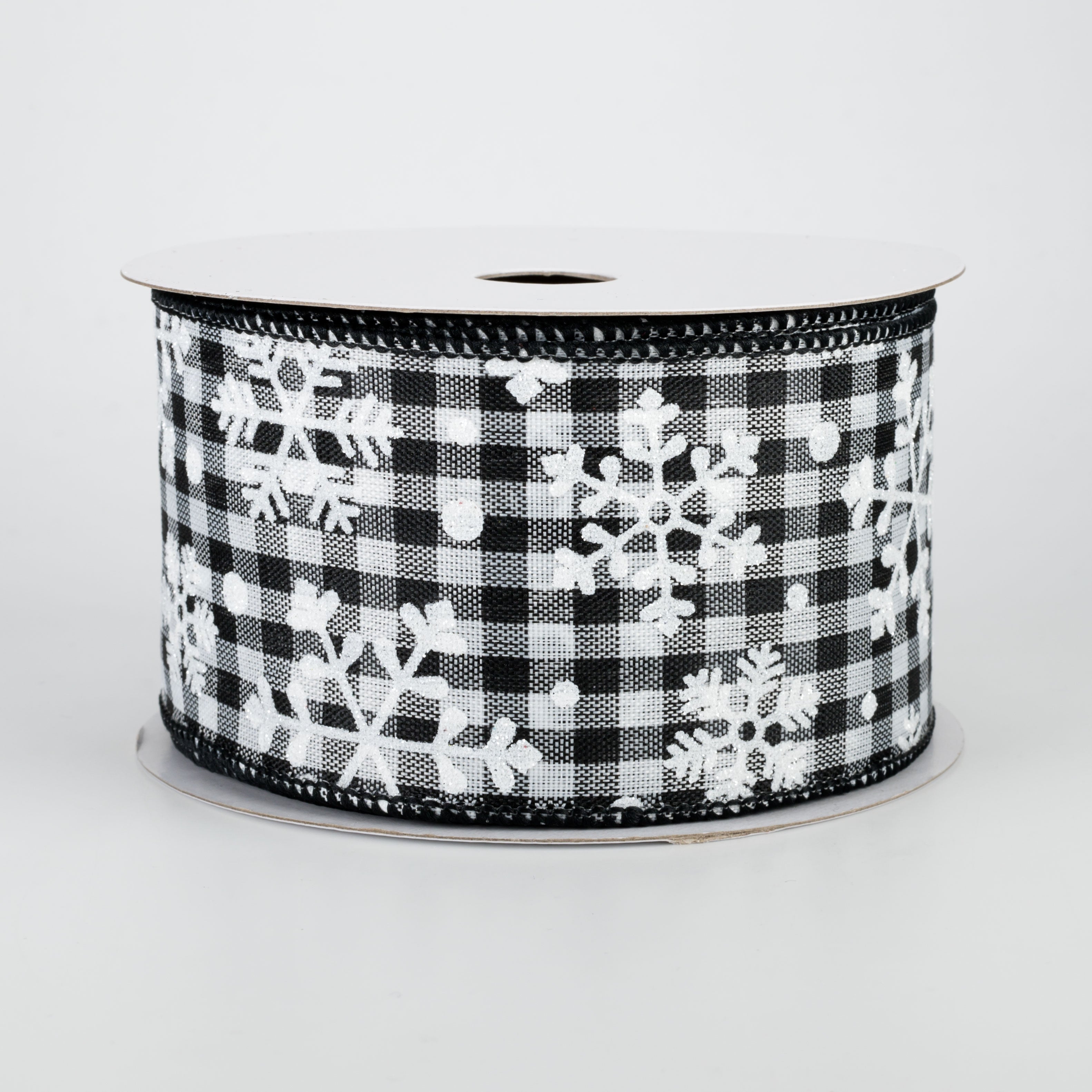 2.5" Falling Snow Check Ribbon: Black & White (10 Yards)