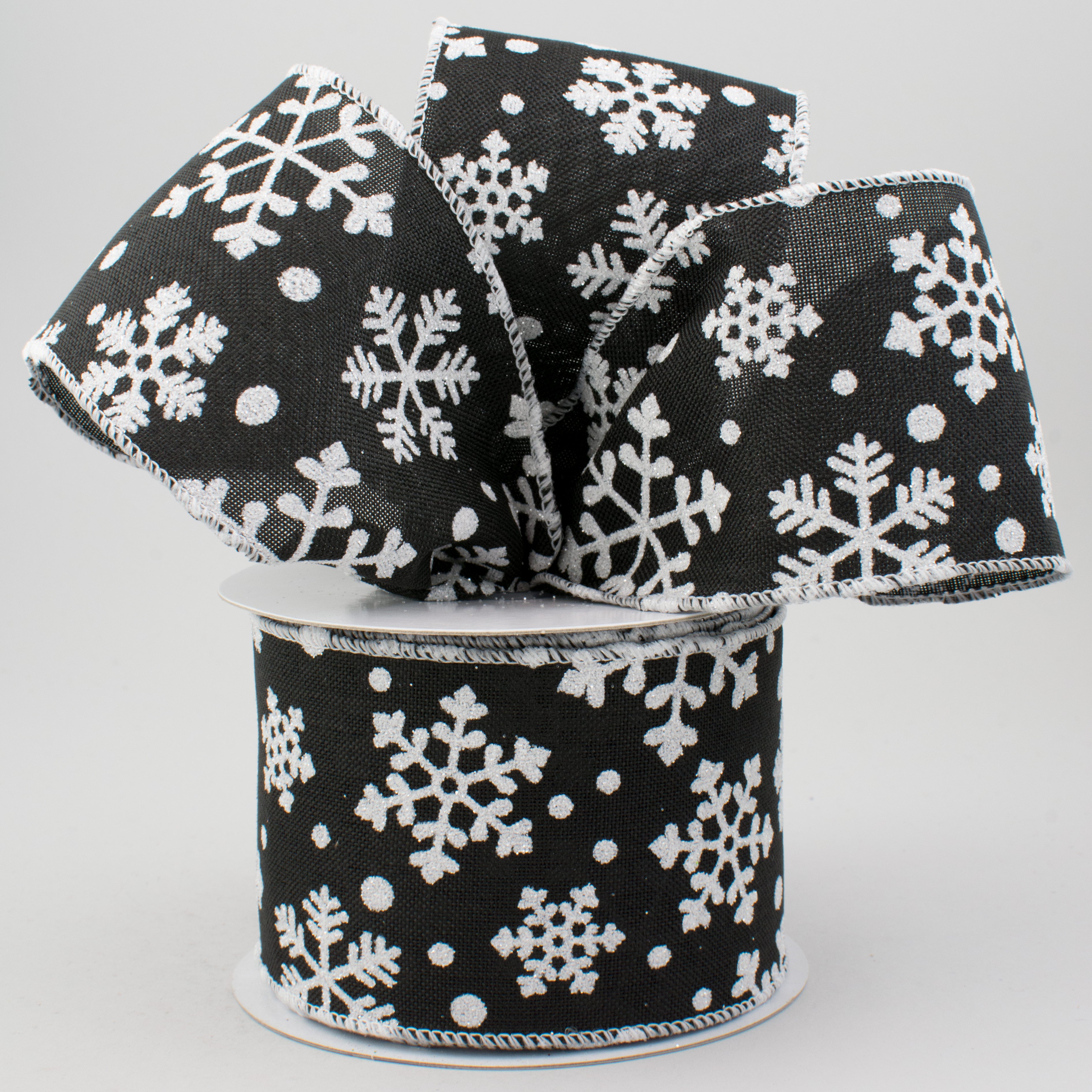 2.5" Falling Snow Ribbon: Black (10 Yards) Lifestyle Photo