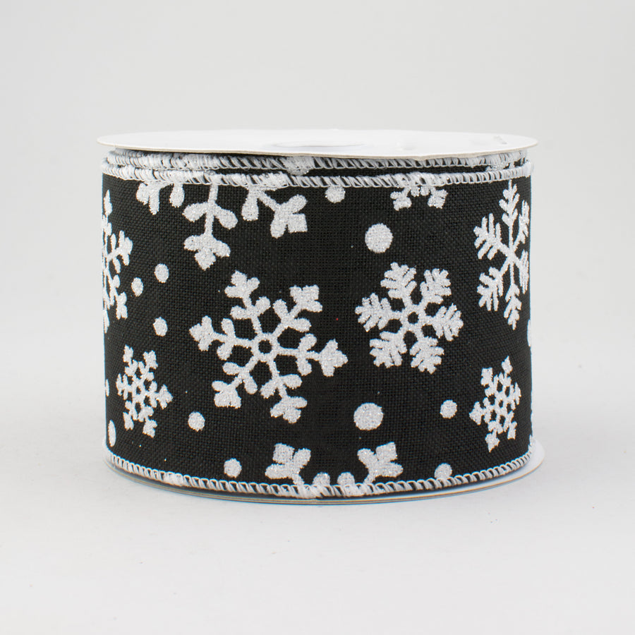 2.5" Falling Snow Ribbon: Black (10 Yards)