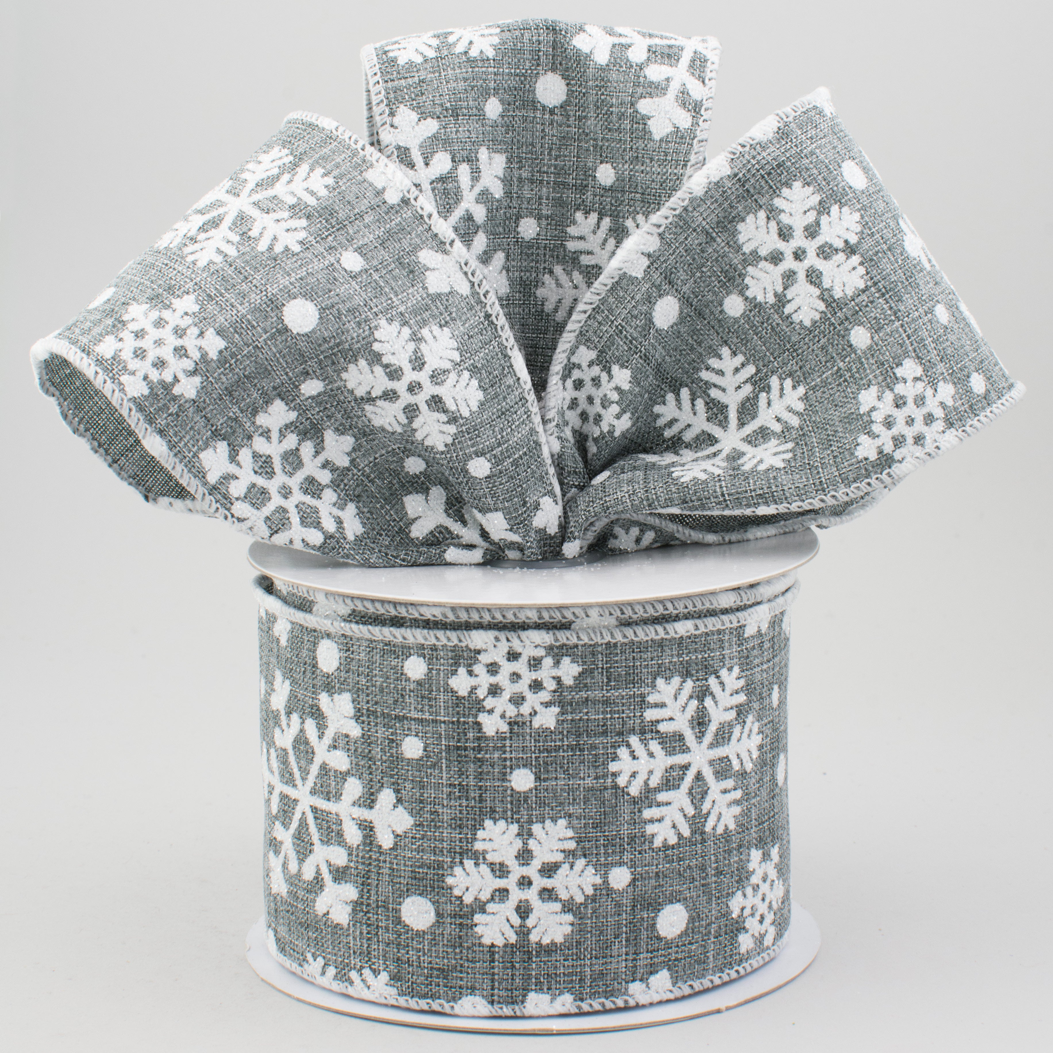 2.5" Falling Snow Ribbon: Grey (10 Yards) Lifestyle Photo