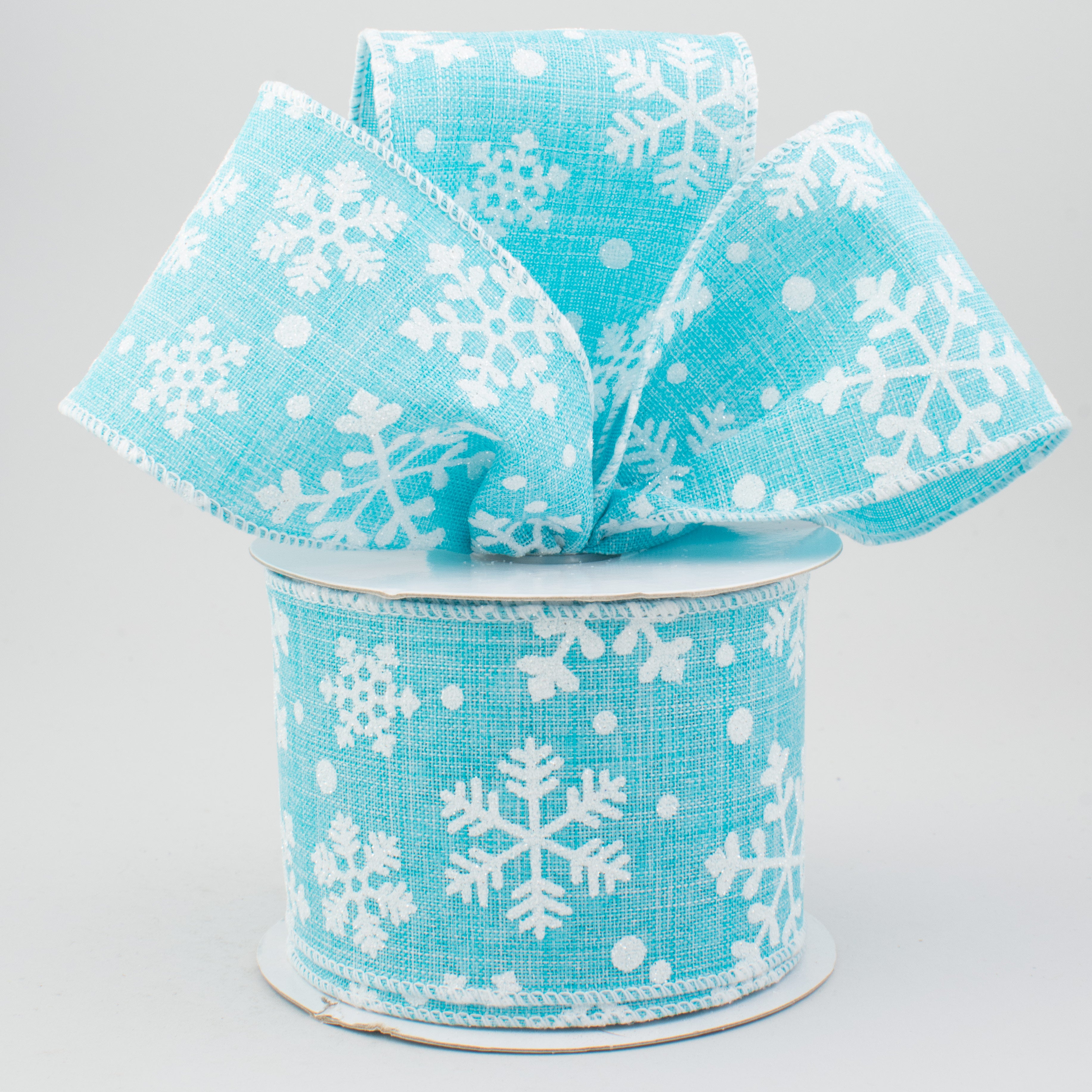 2.5" Falling Snow Ribbon: Light Blue (10 Yards) Lifestyle Photo