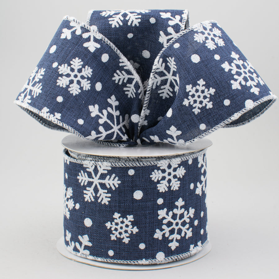 2.5" Falling Snow Ribbon: Navy Blue (10 Yards) Lifestyle Photo