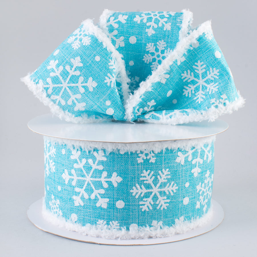 2.5" Falling Snow Snowdrift Ribbon: Light Blue (10 Yards) Lifestyle Photo