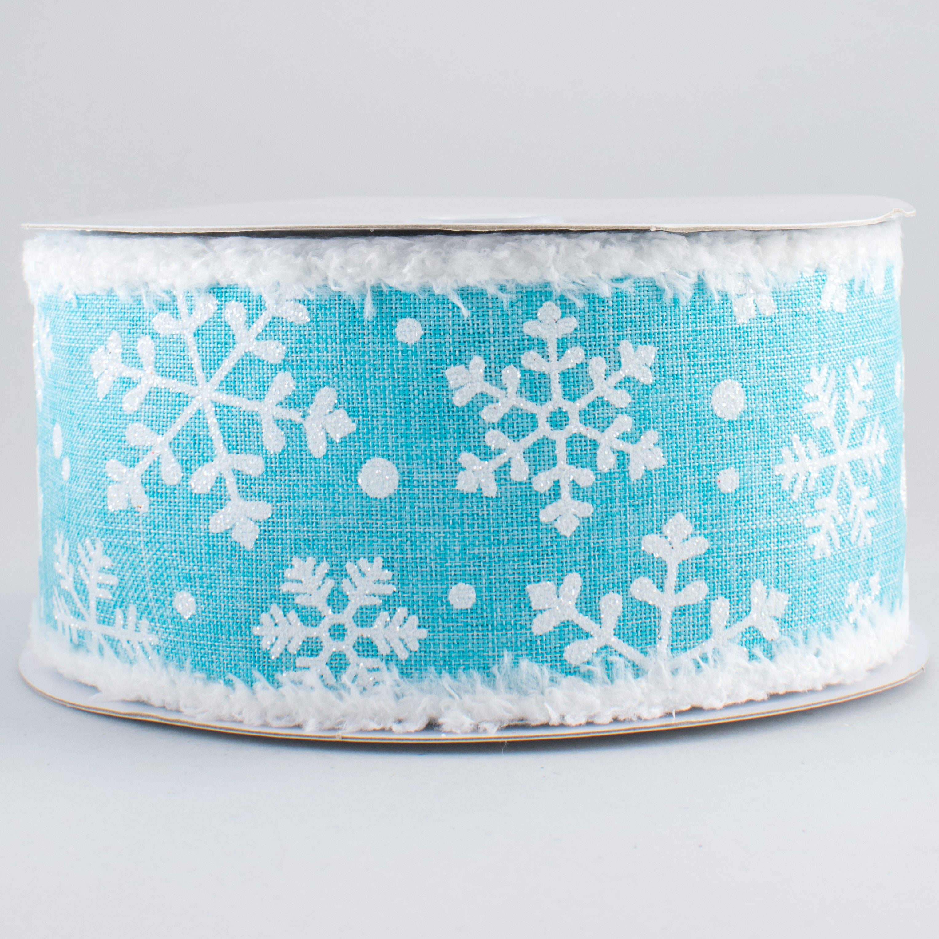 2.5" Falling Snow Snowdrift Ribbon: Light Blue (10 Yards)