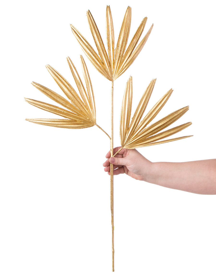30" Fan Palm Spray: Gold detail photo 3