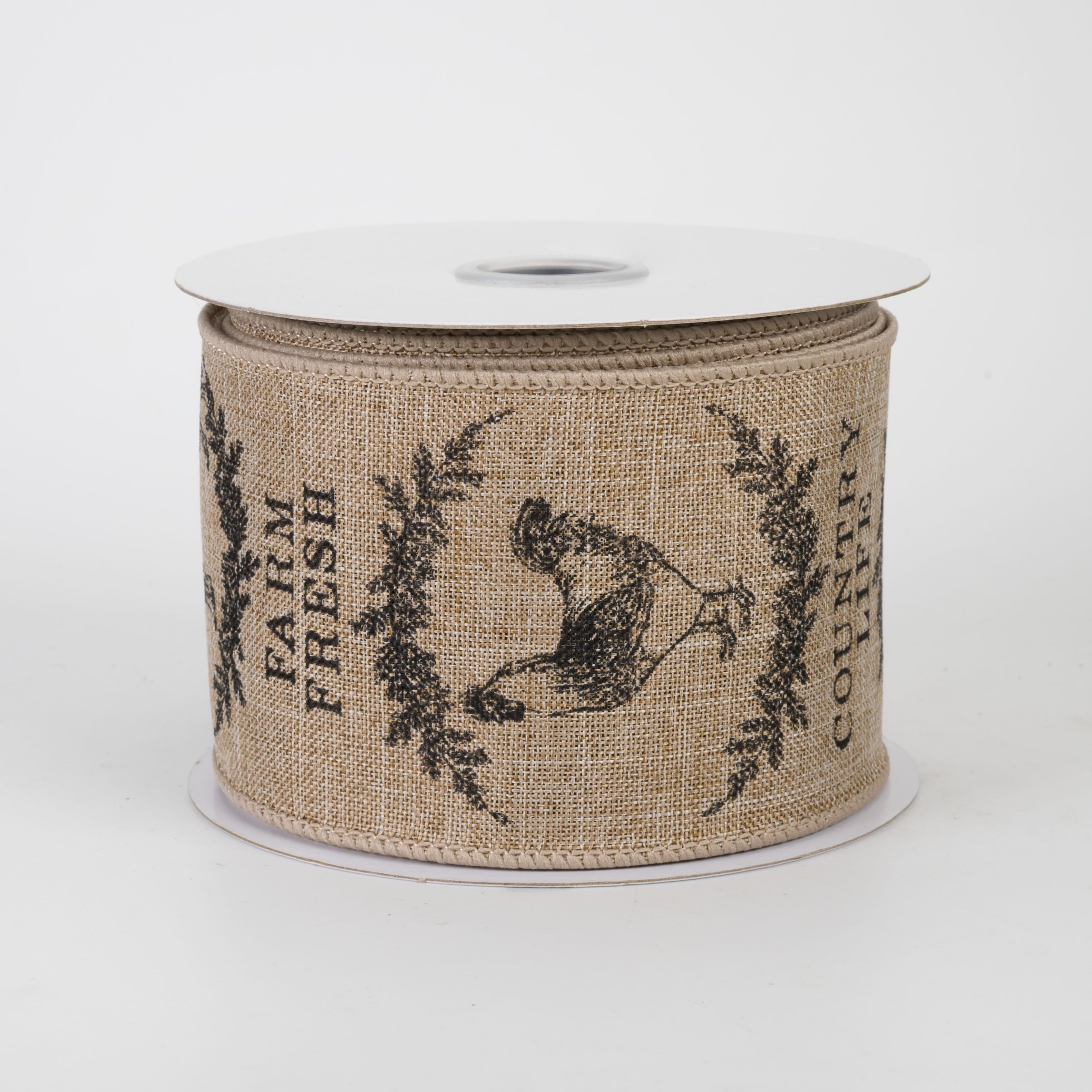 2.5" Farmhouse Animals Ribbon: Light Beige & Black (10 Yards)