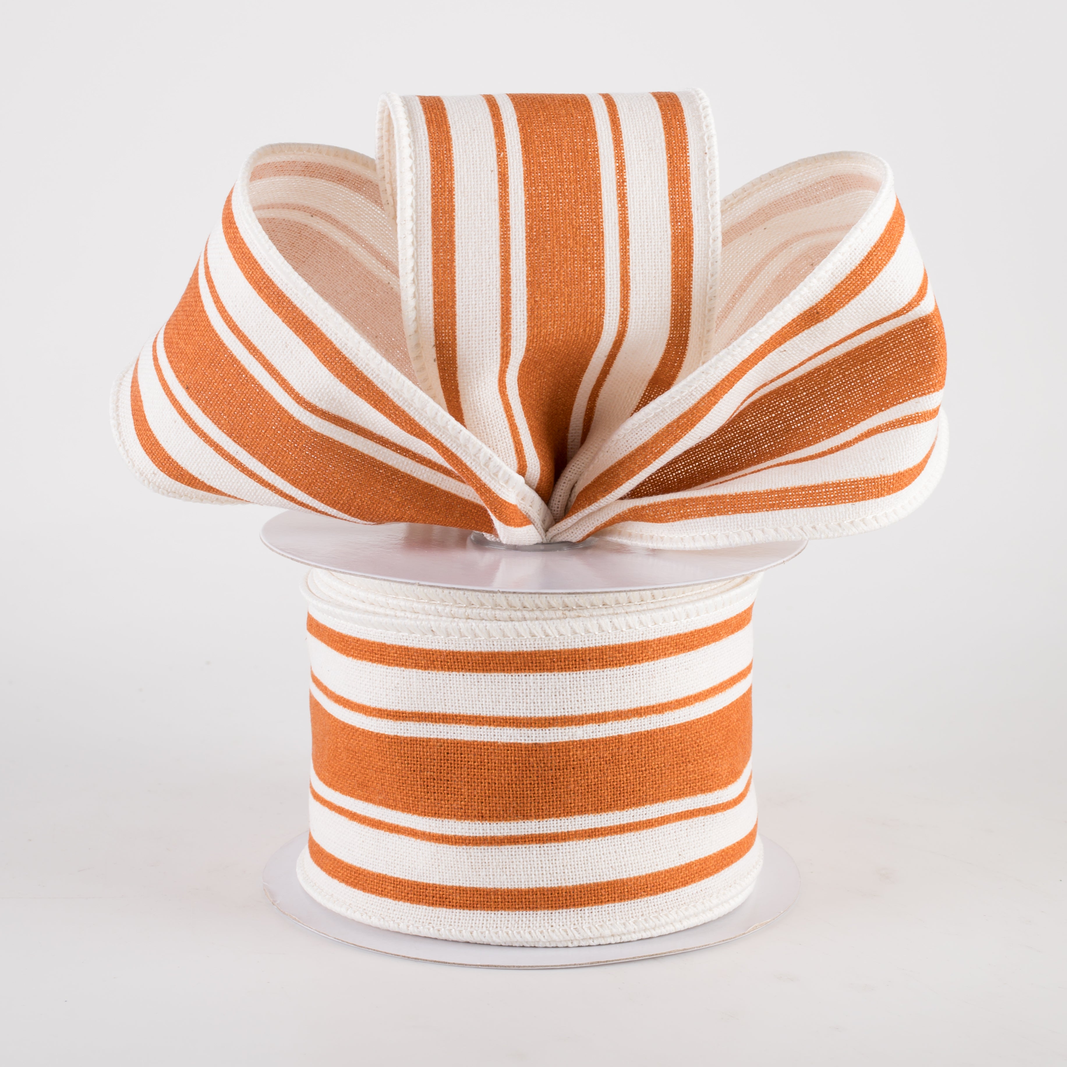 2.5" Farmhouse Stripe Ribbon: Burnt Orange & Ivory (10 Yards) Lifestyle Photo