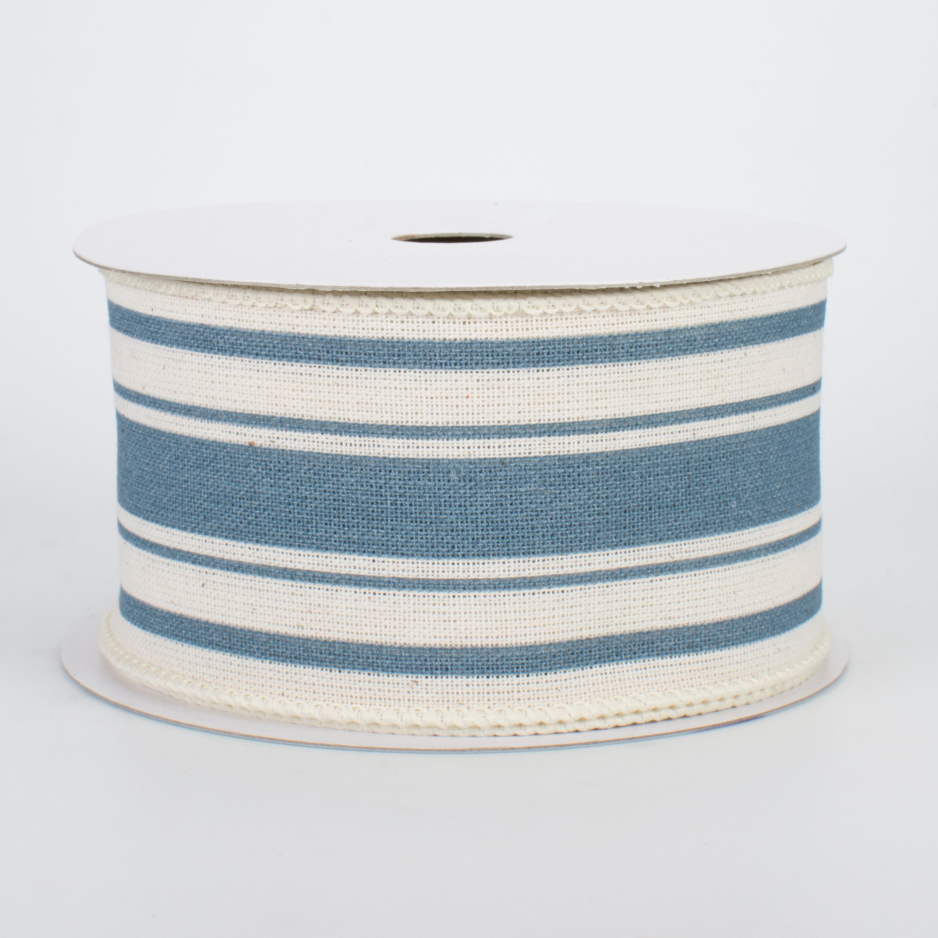 2.5" Farmhouse Stripe Ribbon: Cornflower Blue & Ivory (10 Yards)