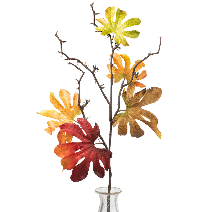 27" Fatsia Japonica Leaf Spray: Red, Yellow, Orange Item Number: 2751052FA