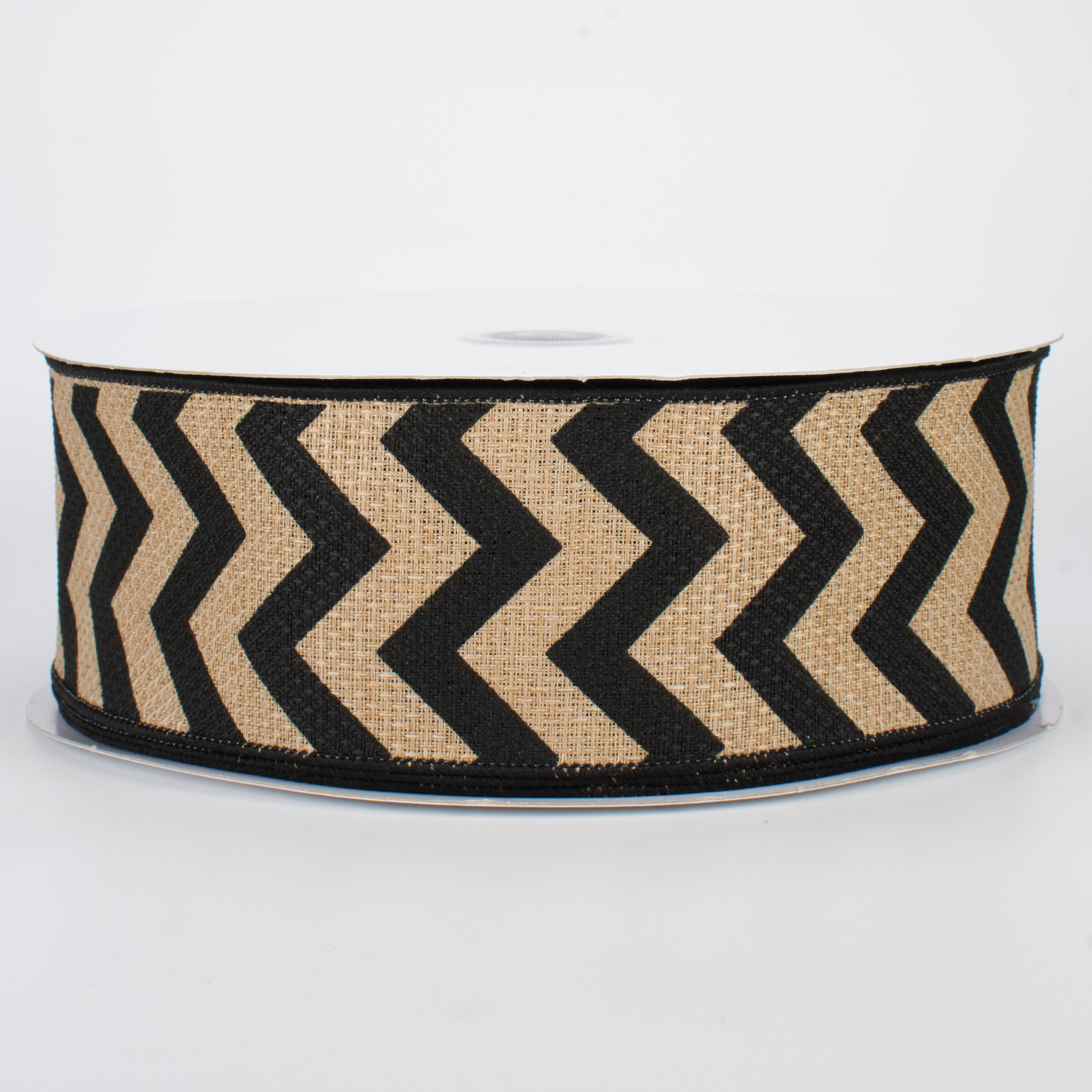 2.5" Faux Burlap Chevron Ribbon: Black (50 Yards)