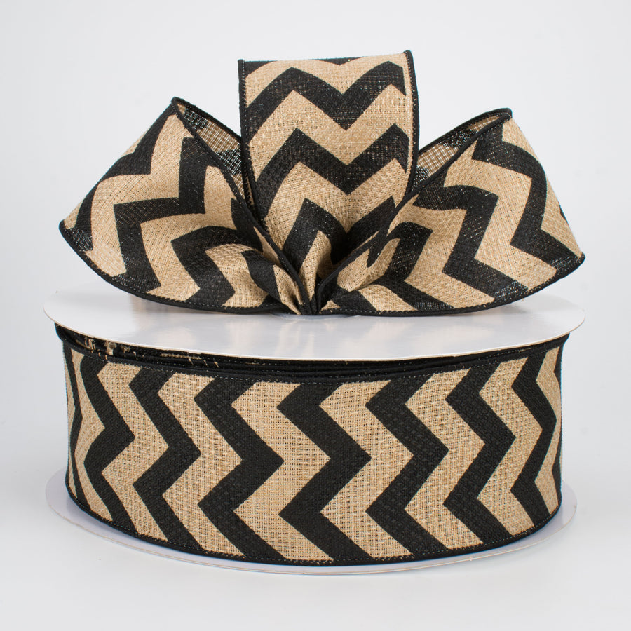 2.5" Faux Burlap Chevron Ribbon: Black (50 Yards) Lifestyle Photo