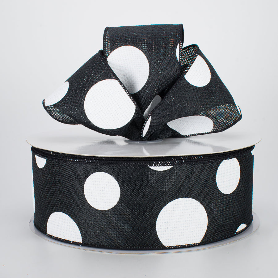 2.5" Faux Burlap Giant Polka Dot Ribbon: Black & White (50 Yards) Lifestyle Photo