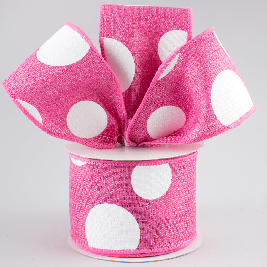 2.5" Faux Burlap Giant Polka Dot Ribbon: Hot Pink & White (10 Yards) Lifestyle Photo