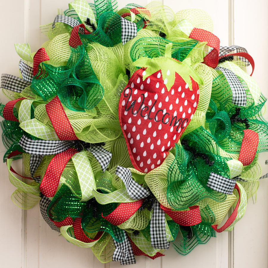 11" Faux Burlap Strawberry Sign Lifestyle Photo