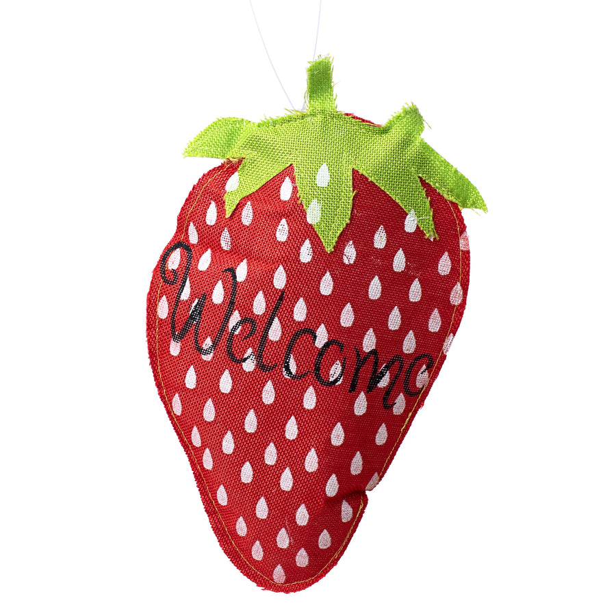 11" Faux Burlap Strawberry Sign Item Number: 62398RD