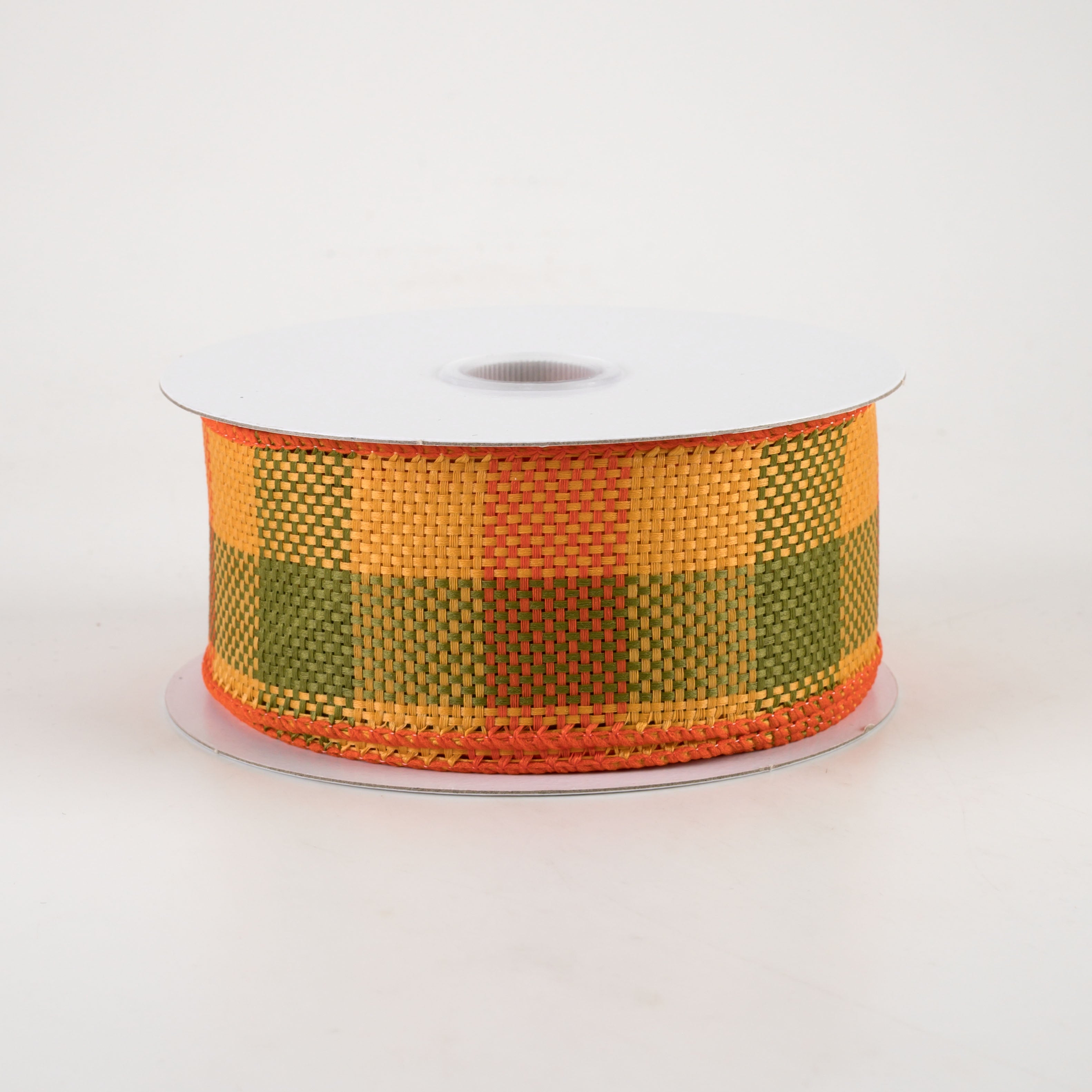 1.5" Faux Burlap Wide Check Ribbon: Fall (10 Yards)