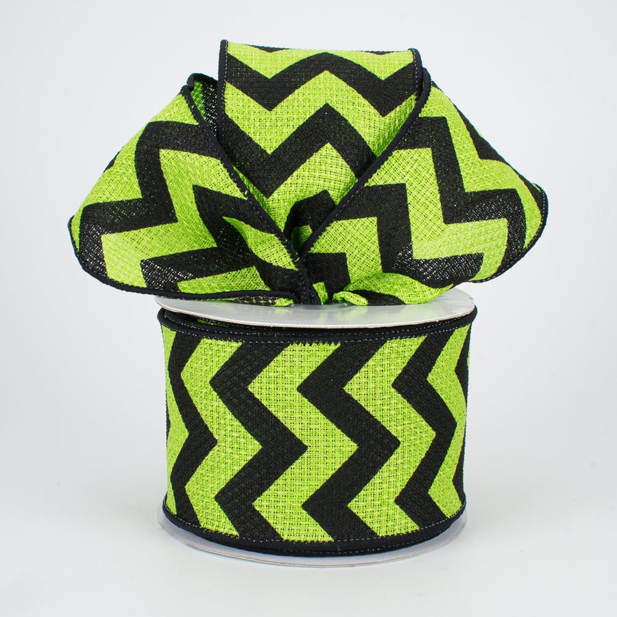 2.5" Faux Burlap Wide Chevron Ribbon: Lime & Black (10 Yards) Lifestyle Photo