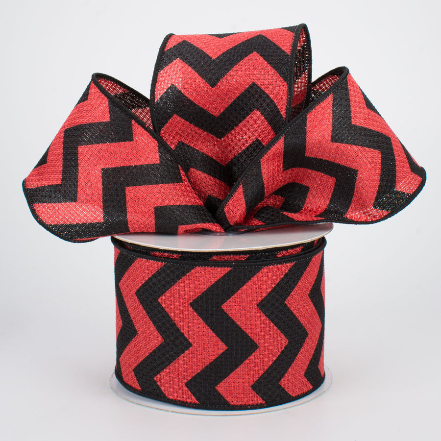 2.5" Faux Burlap Wide Chevron Ribbon: Red & Black (10 Yards) Lifestyle Photo