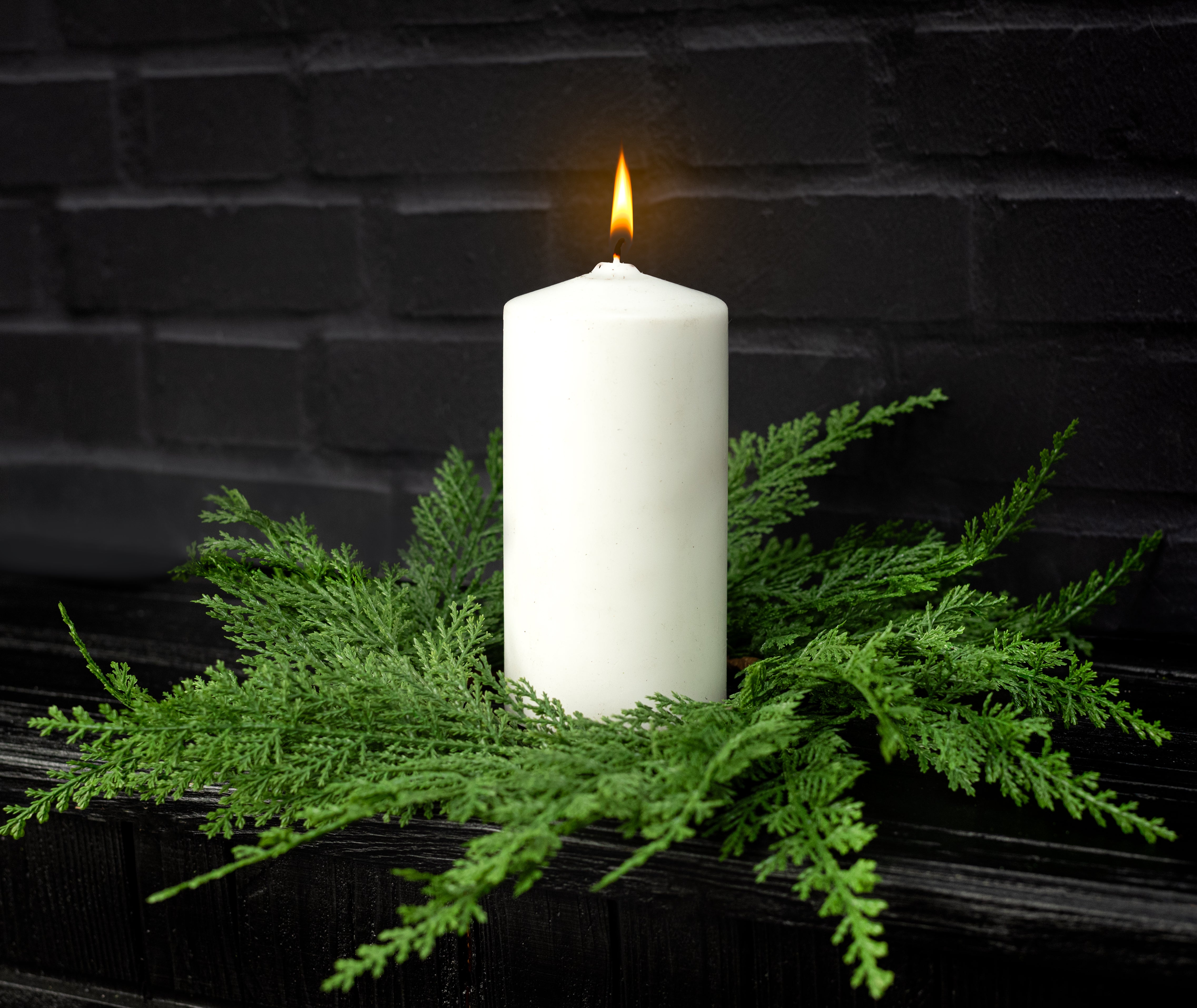 12" Faux Cedar Arborvitae Candle Ring Lifestyle Photo