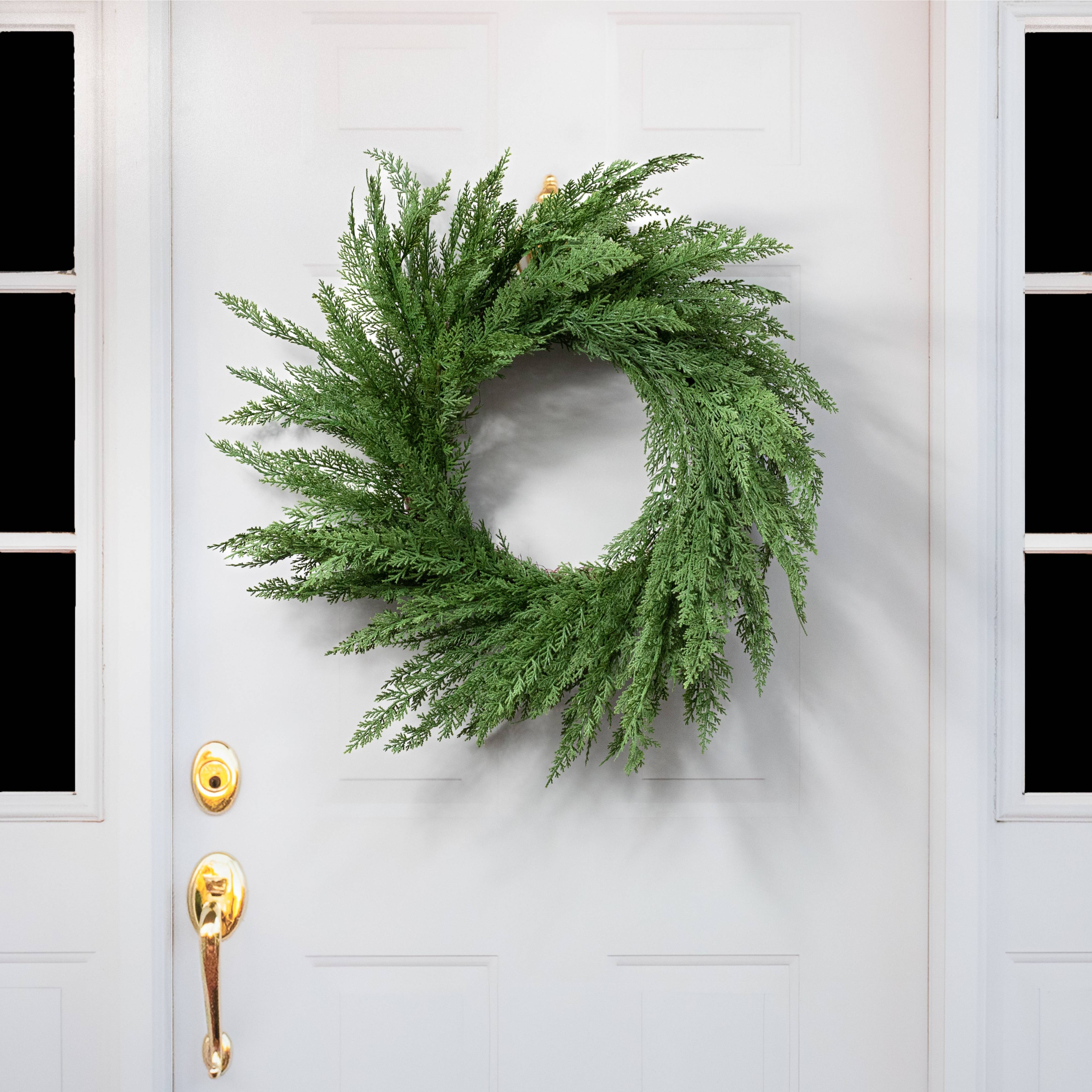 28" Faux Cedar Arborvitae Wreath Lifestyle Photo