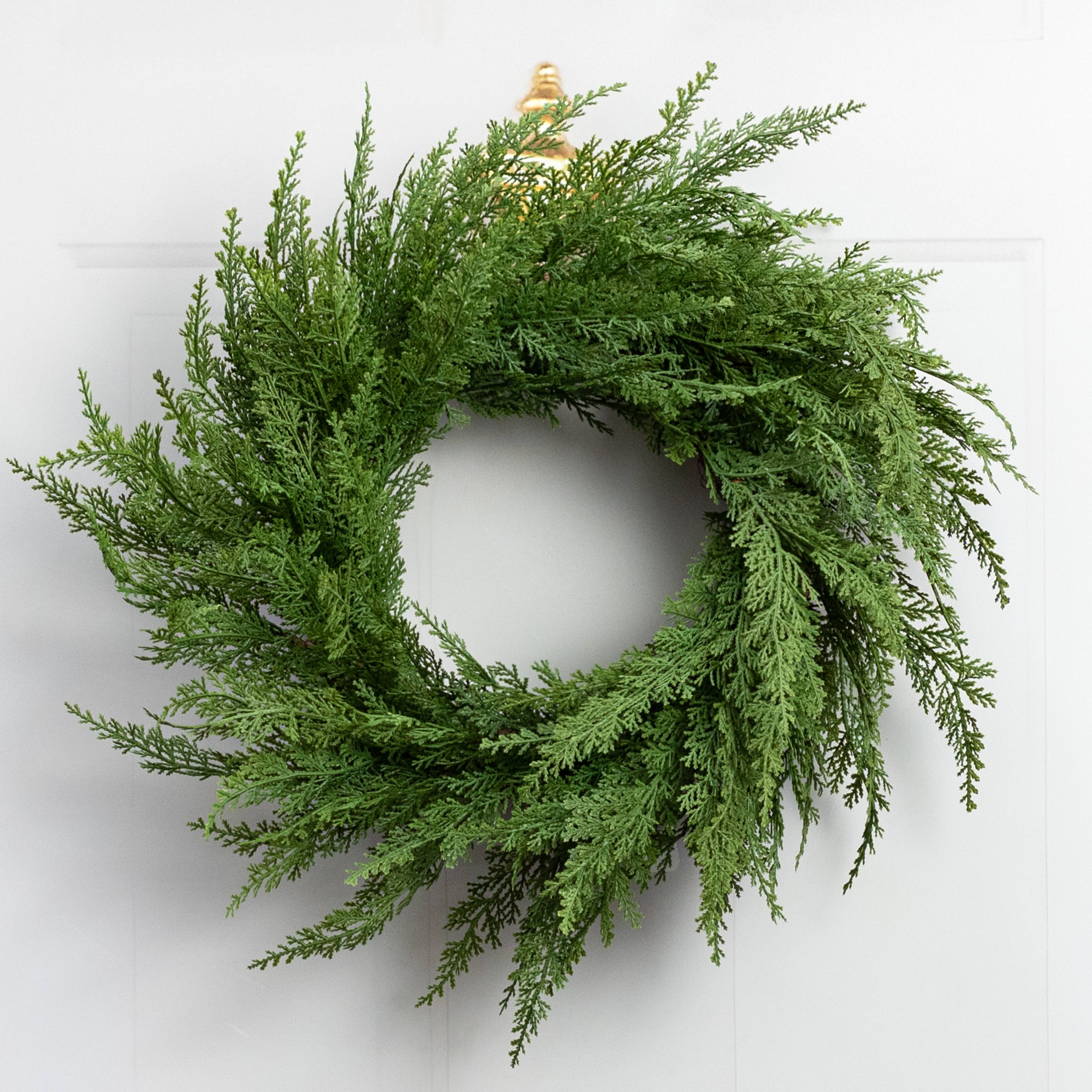 24" Faux Cedar Arborvitae Wreath detail photo 5