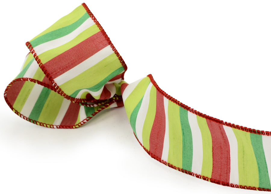 2.5" Faux Dupioni Christmas Stripe (10 Yards) detail photo 3
