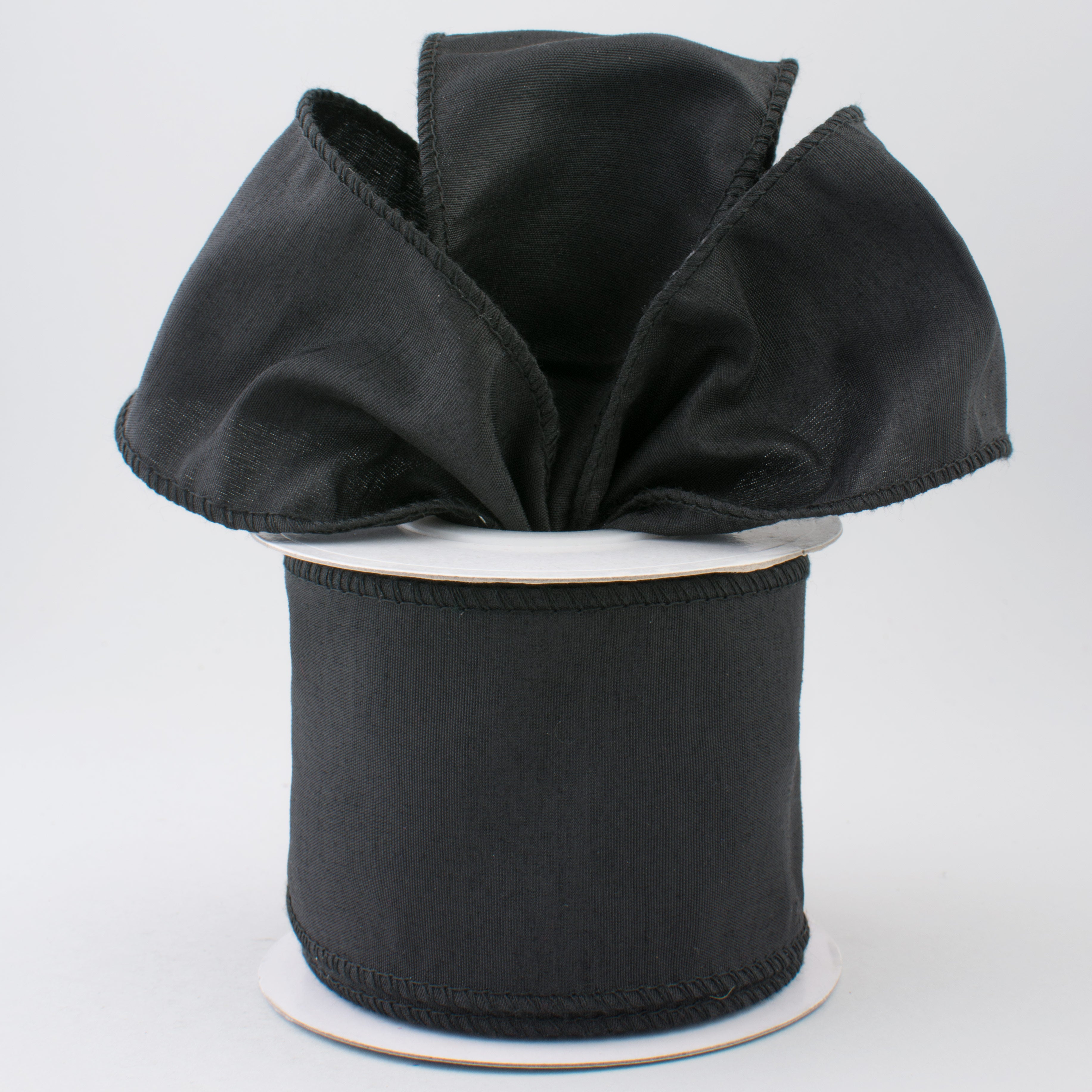 2.5" Faux Dupioni Ribbon: Black (10 Yard Roll) Lifestyle Photo