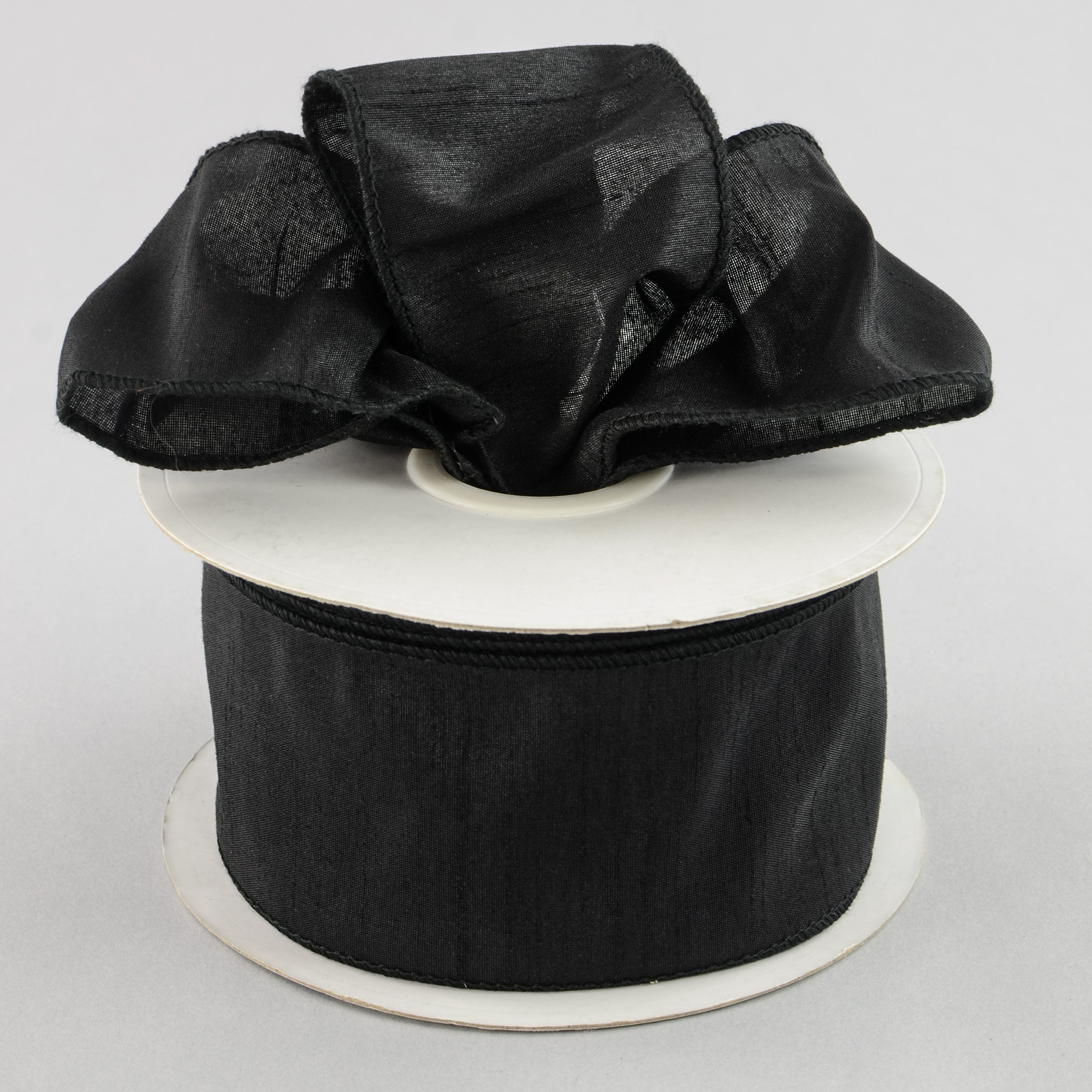 2.5" Faux Dupioni Ribbon: Black (25 Yard Roll) Lifestyle Photo