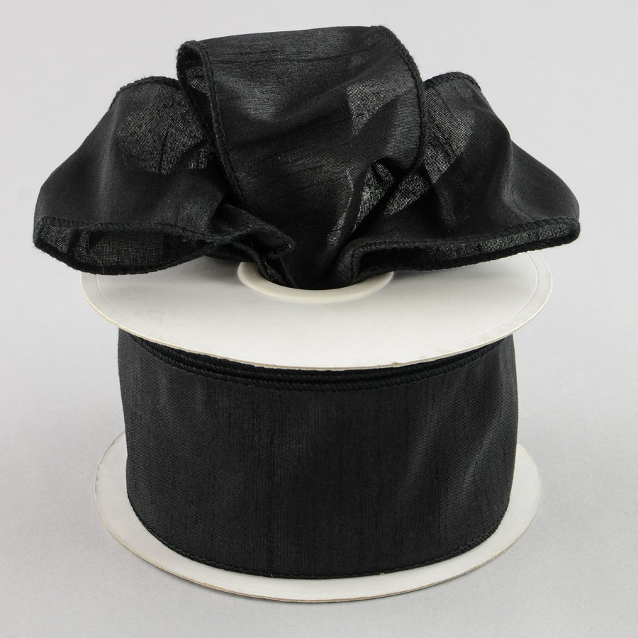 2.5" Faux Dupioni Ribbon: Black (25 Yard Roll) Lifestyle Photo