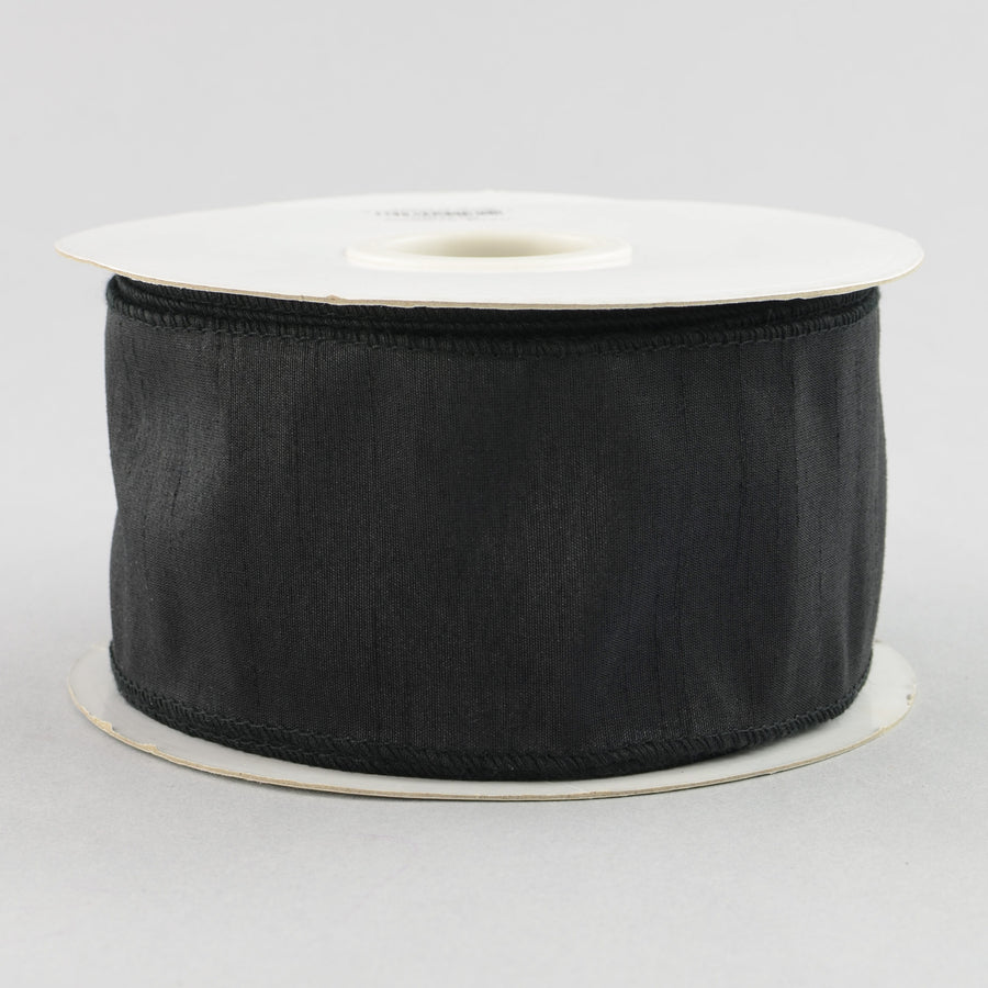 2.5" Faux Dupioni Ribbon: Black (25 Yard Roll)