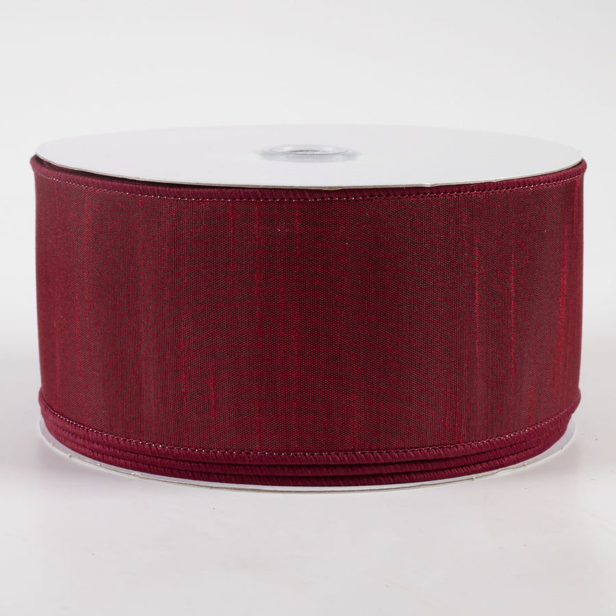 2.5" Faux Dupioni Ribbon: Burgundy (25 Yards)