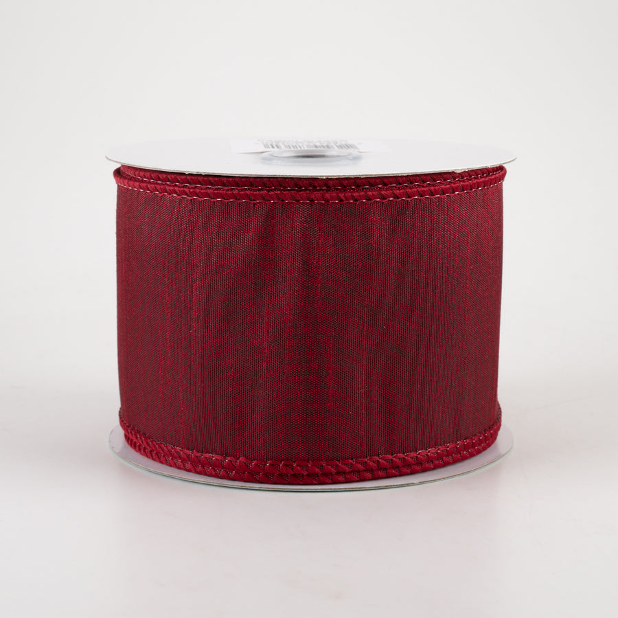 2.5" Faux Dupioni Ribbon: Burgundy (10 Yards)