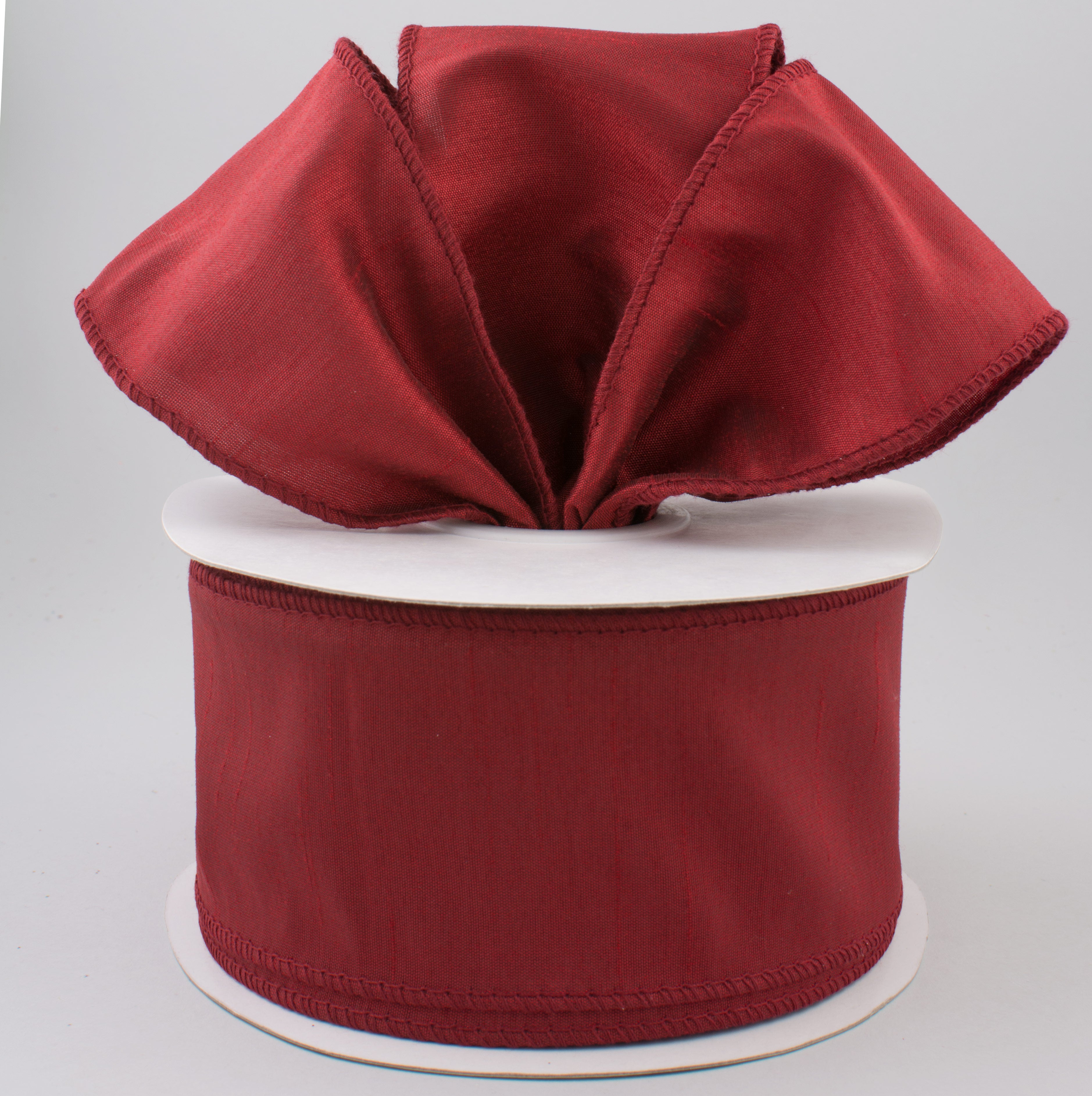 2.5" Faux Dupioni Ribbon: Cranberry Red (25 Yard Roll) Lifestyle Photo
