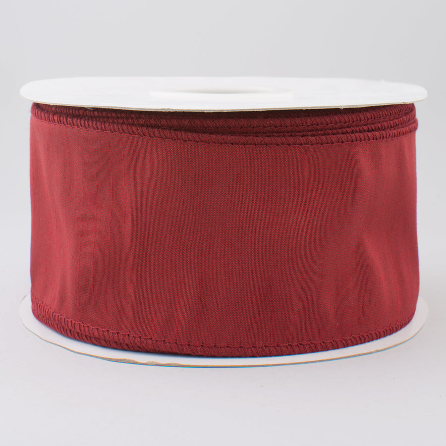 2.5" Faux Dupioni Ribbon: Cranberry Red (25 Yard Roll)