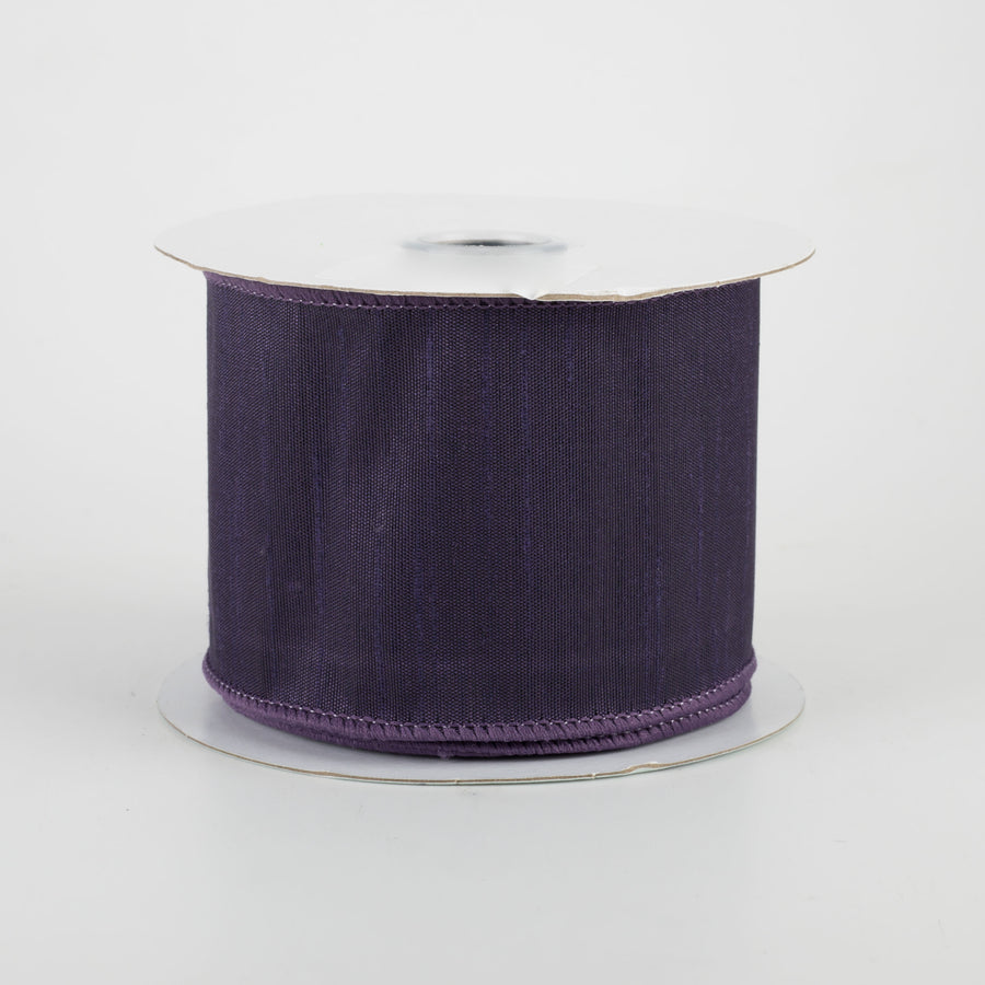 2.5" Faux Dupioni Ribbon: Eggplant (10 Yards)