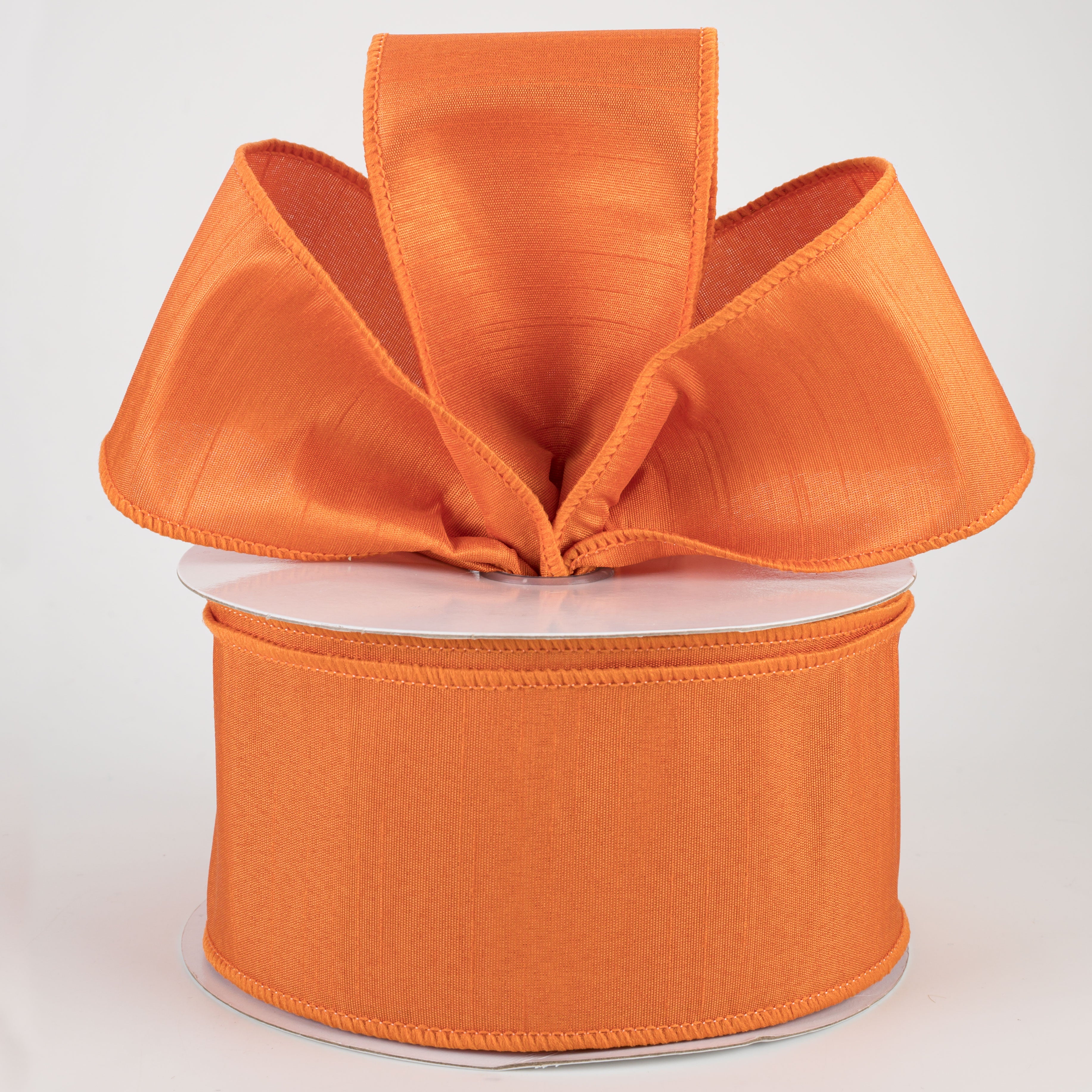 2.5" Faux Dupioni Ribbon: Pumpkin (25 Yard Roll) Lifestyle Photo