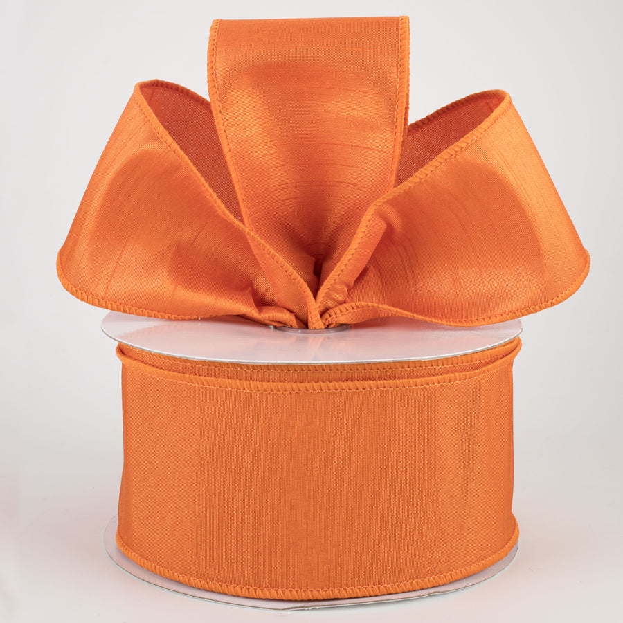 2.5" Faux Dupioni Ribbon: Pumpkin (25 Yard Roll) Lifestyle Photo
