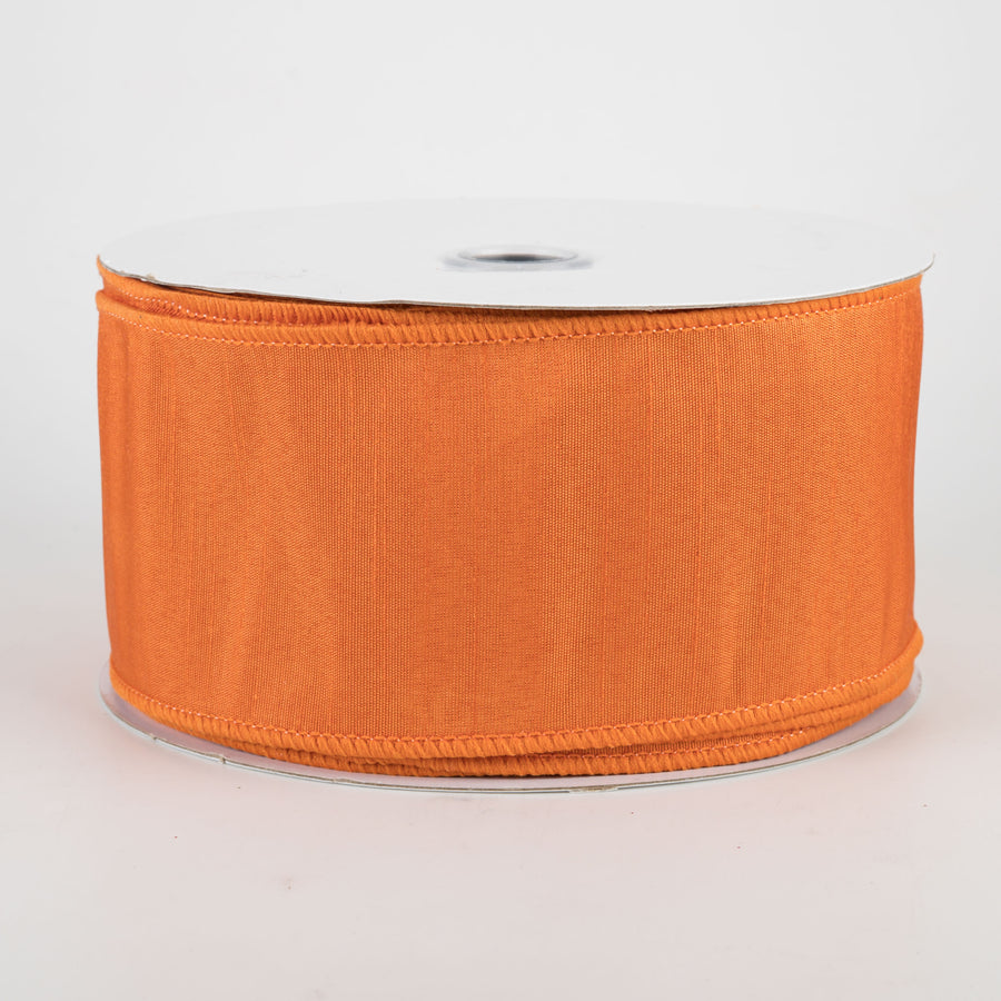 2.5" Faux Dupioni Ribbon: Pumpkin (25 Yard Roll)