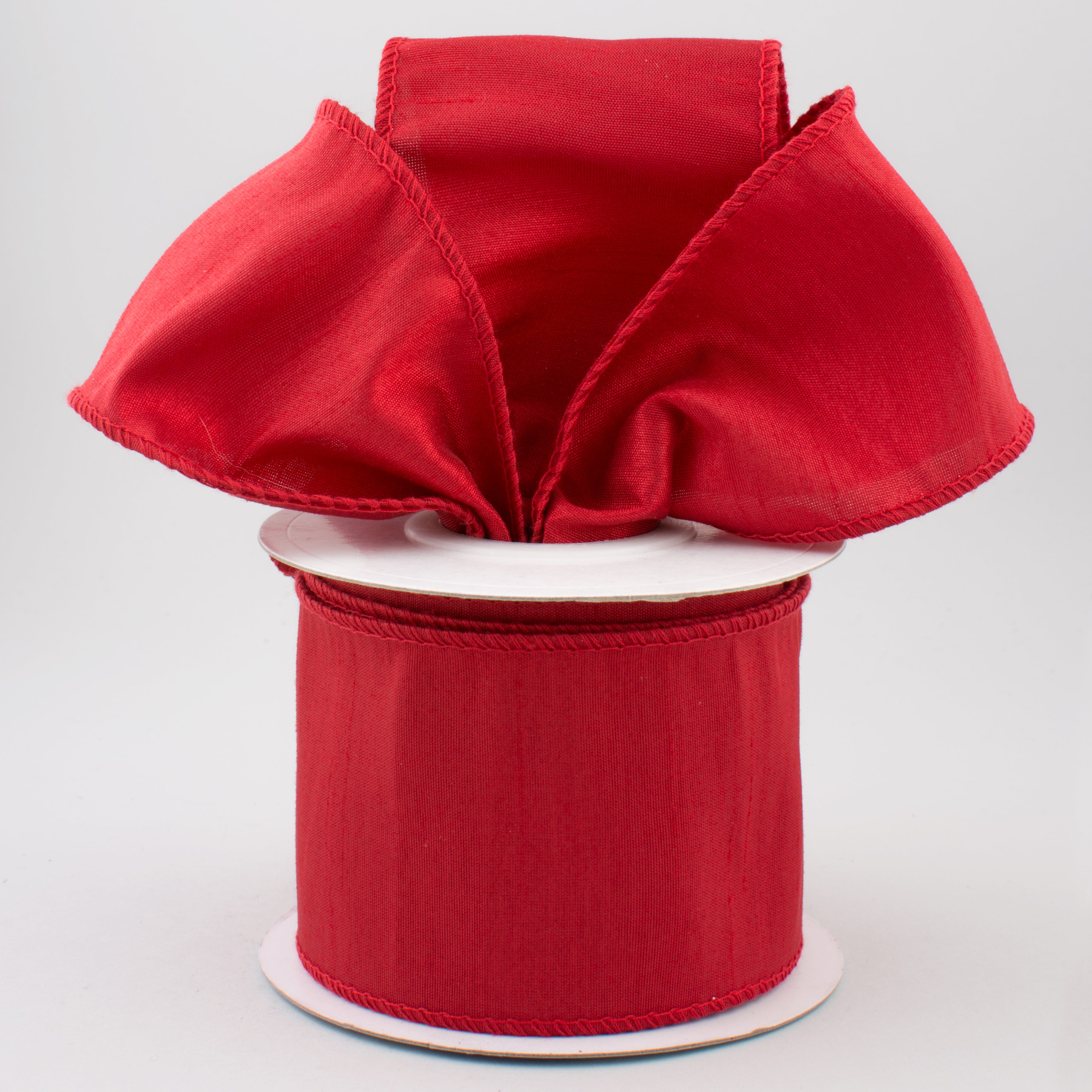 2.5" Faux Dupioni Ribbon: Red (10 Yard Roll) Lifestyle Photo